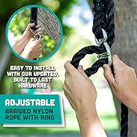 Vista 3 de Squirrel Products Columpio de árbol de plástico resistente - Columpio de cuerda de disco con protectores de piernas - Adiciones y reemplazos - Azul