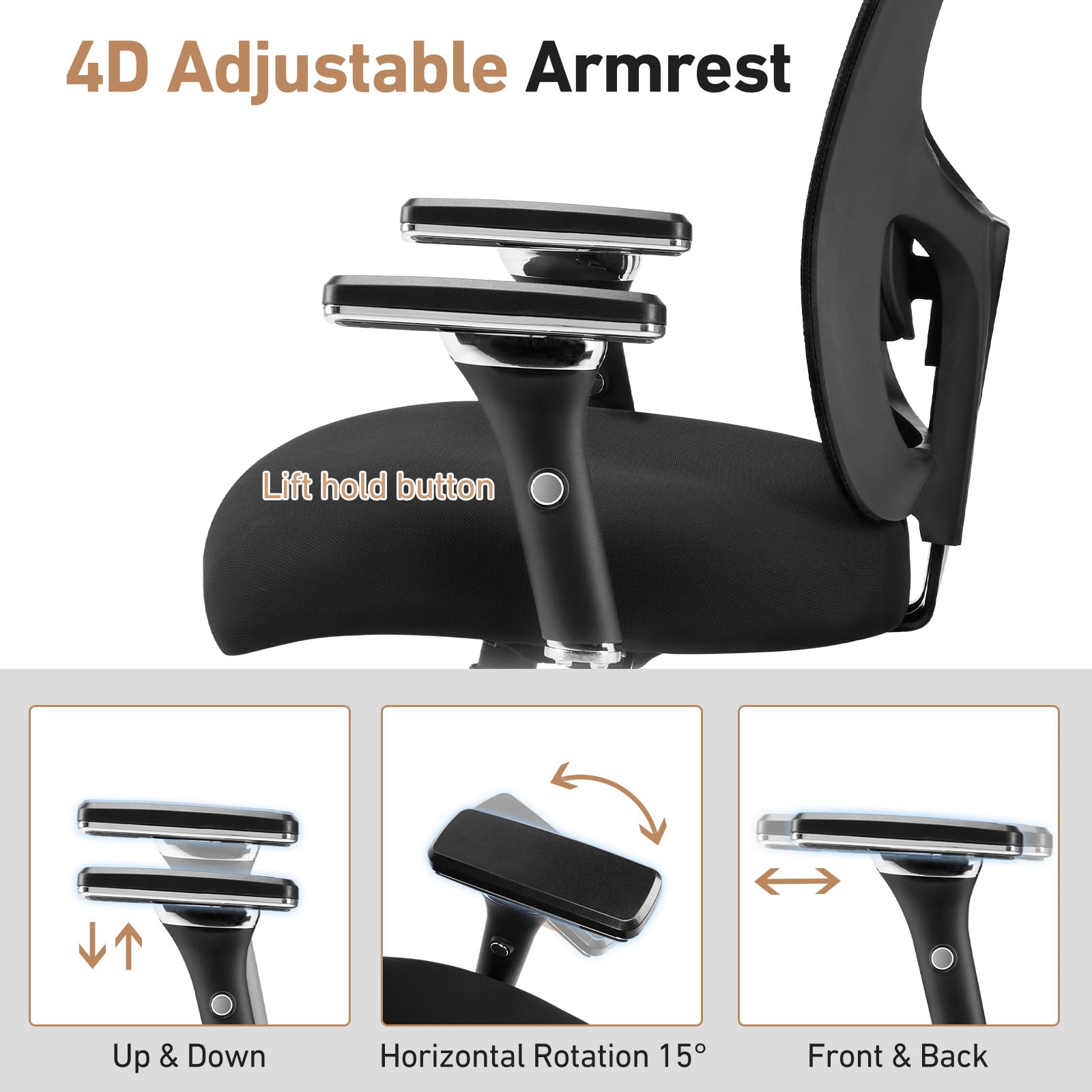 GartistGo Sedia da ufficio ergonomica con schienale in rete media