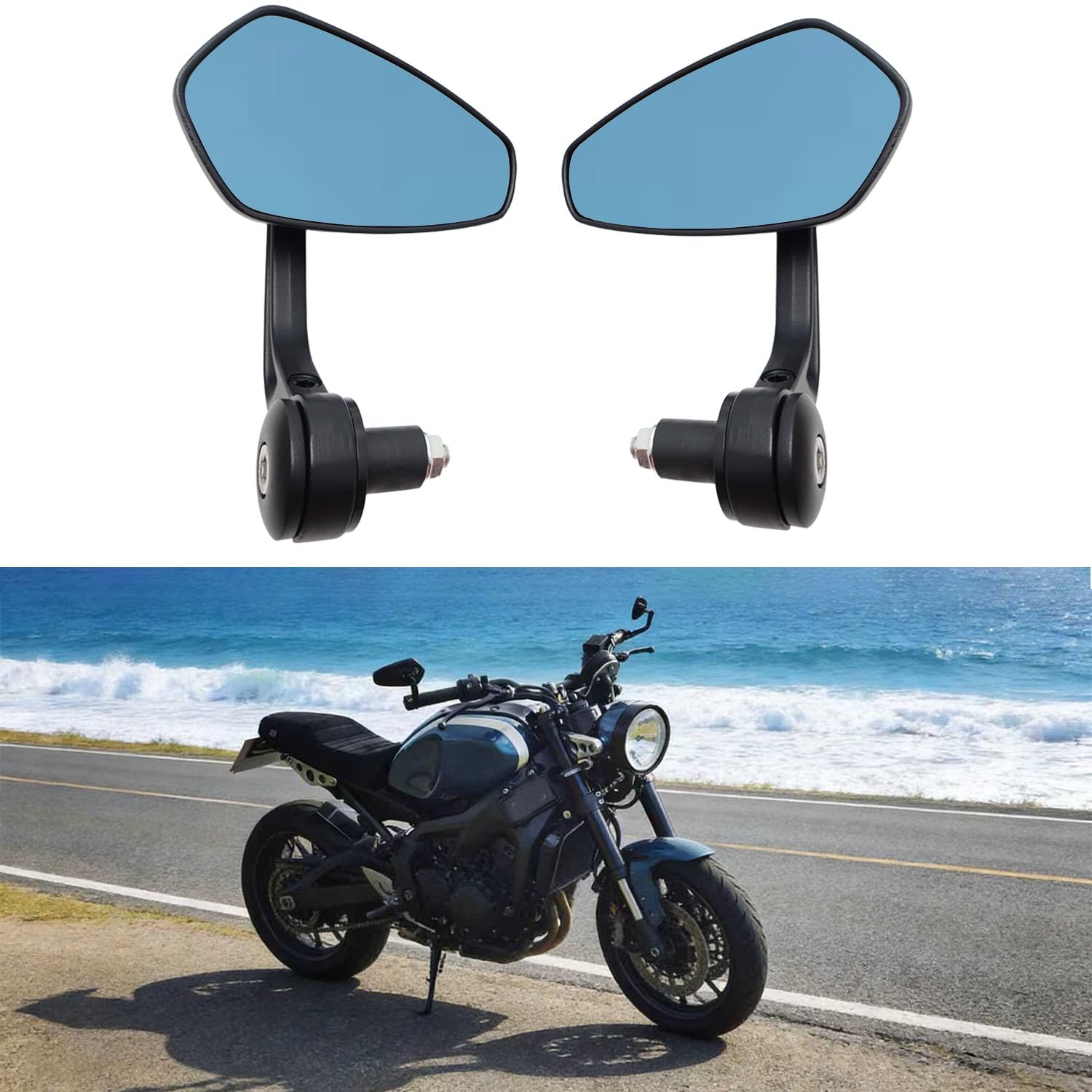 Specchietti Retrovisori per Manubrio Moto Universali 7/8" 22mm, Specchietti Laterali per Moped, Street Bike, Cruiser, Scooter, Bobber, Cafe Racer, Roller, Quad, ATV