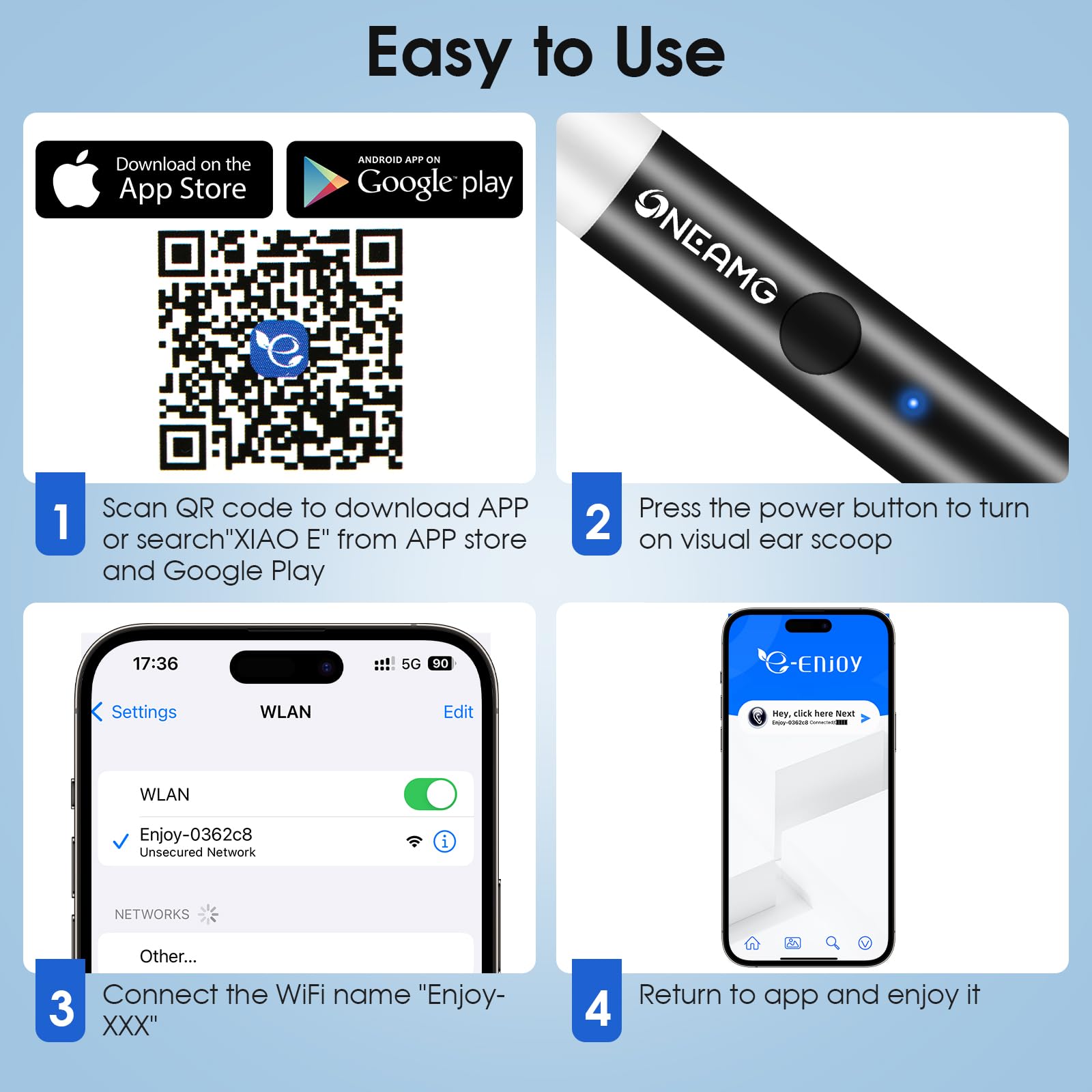 Otoscopio 1920P HD Camara Endoscopio de Oído con WiFi Inalámbrico Control APP 6 luces LED Impermeable IP67 Kit Limpiador de Oidos para iPhone, iPad y Android