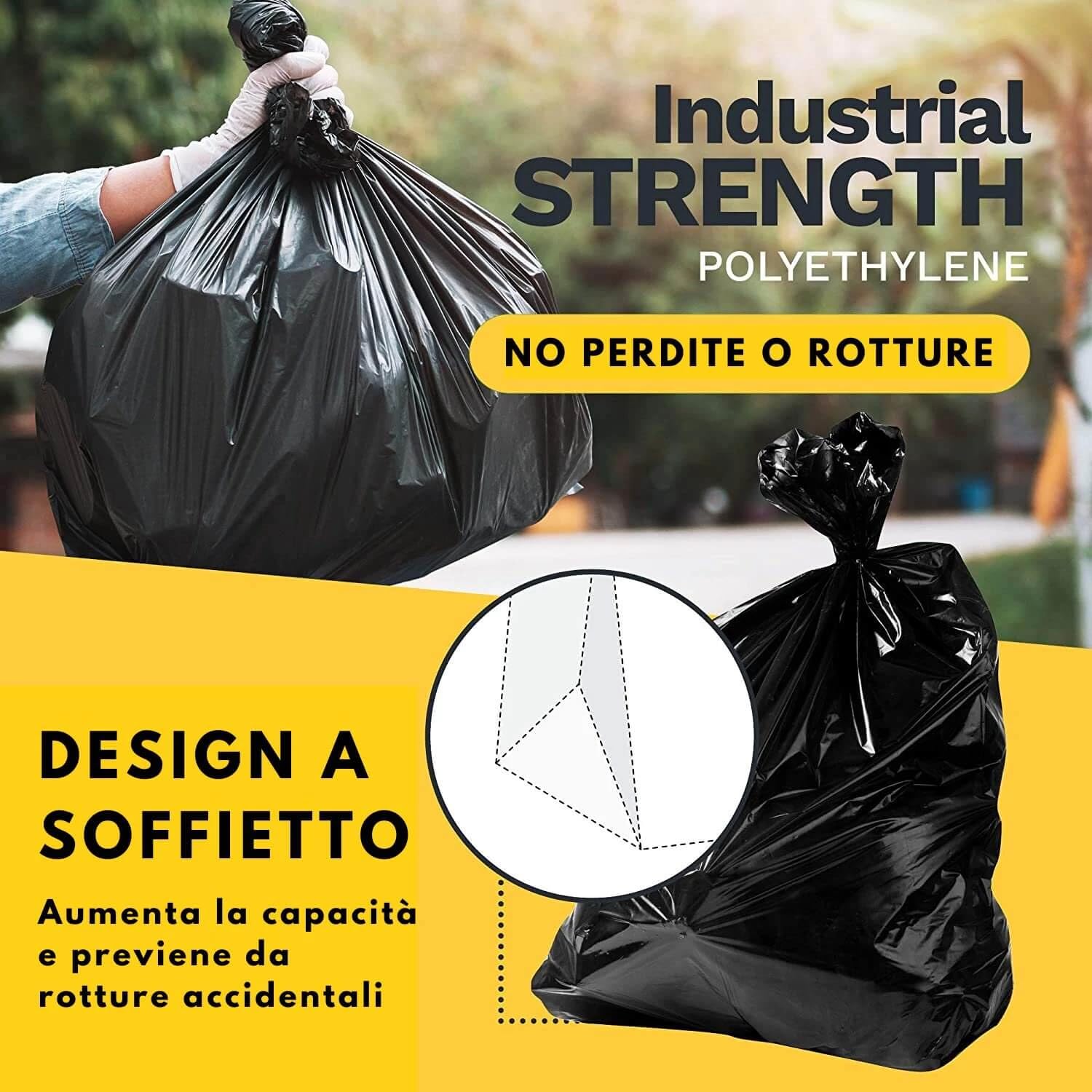 250 Sacchi Neri Nettezza Immondizia Pattume | 80x110cm | 85 gr. 120 Litri | 25 Rotoli da 10 Unità | Resistenti, Ecologici e Conformi alle Normative, Made in Italy