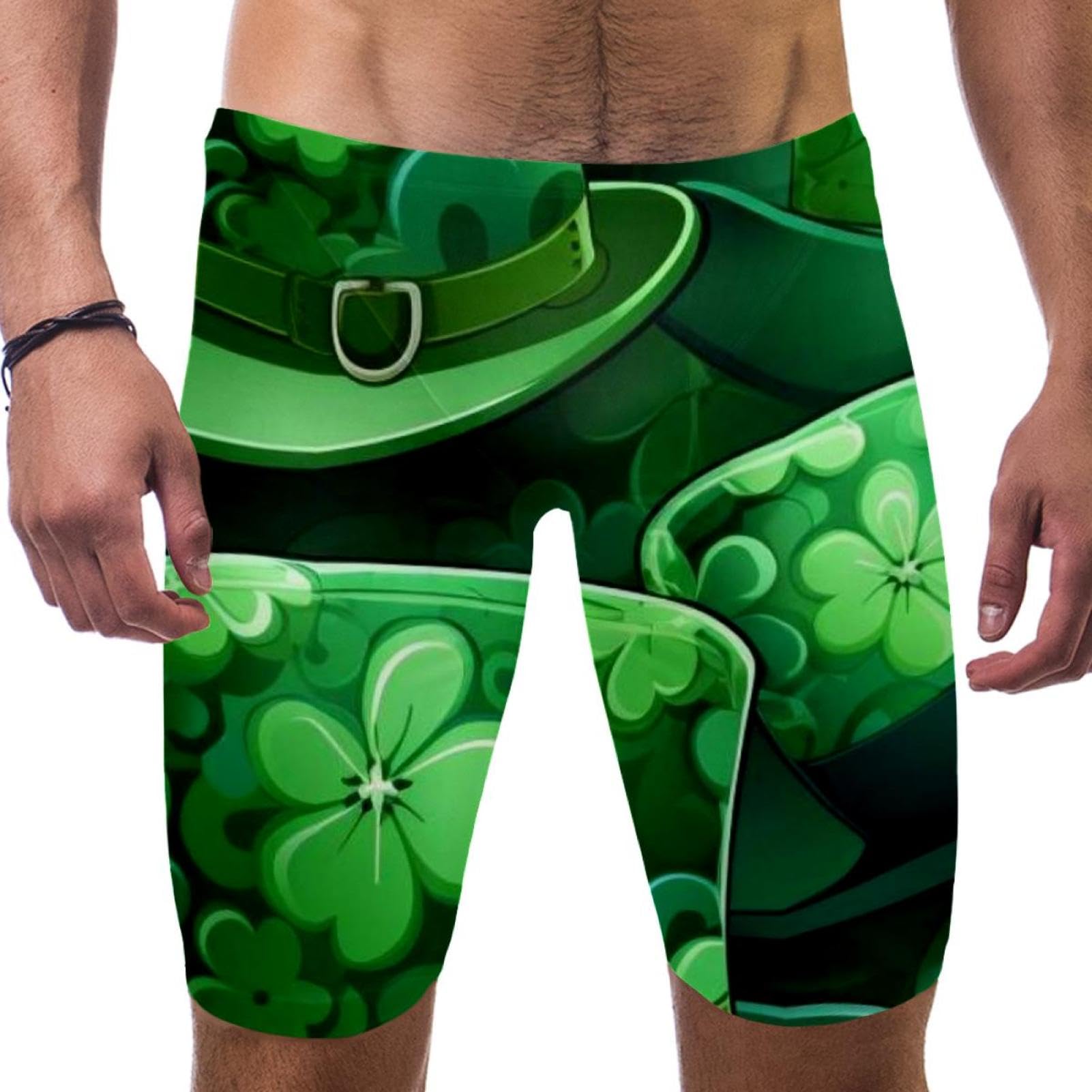 St Patrick's Day Swimsuit for Men & Boys,Competition Lap Swim Suit, Square Leg Endurance Training Multicoloured