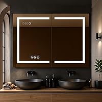 Vista 13 de Blossom Espejo LED para botiquín para baño, 24 x 32 pulgadas, botiquín iluminado con espejo, espejo de maquillaje empotrado o de superficie