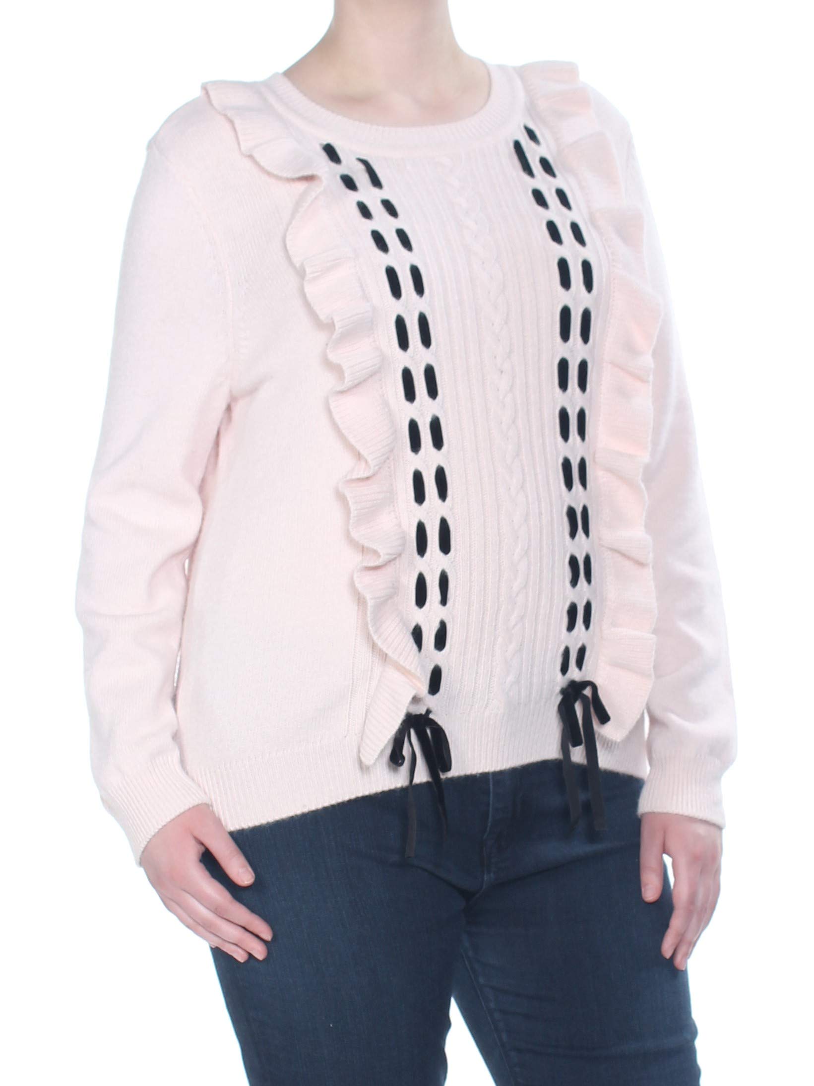 Maison Jules Women's Ruffle-Trim Lace-up Sweater