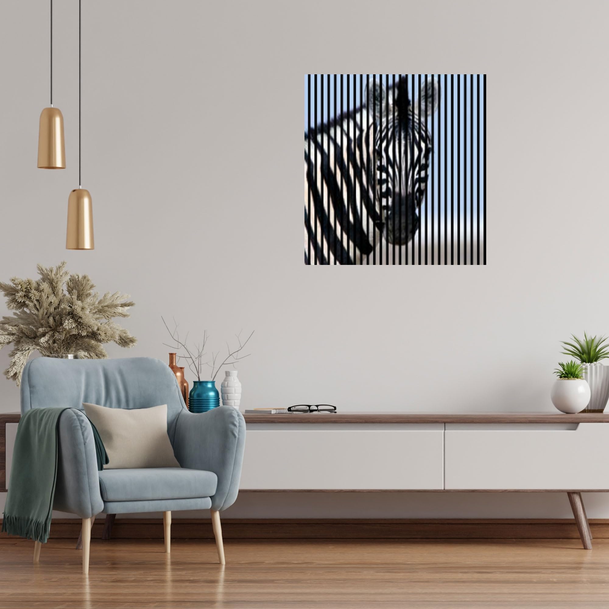 Panele akustyczne z nadrukiem cyfrowym Zebra01 19 x 1133 x 1195 mm zebra MDF włókna PET panele ścienne czarne białe niebieskie 2 pojedyncze płyty