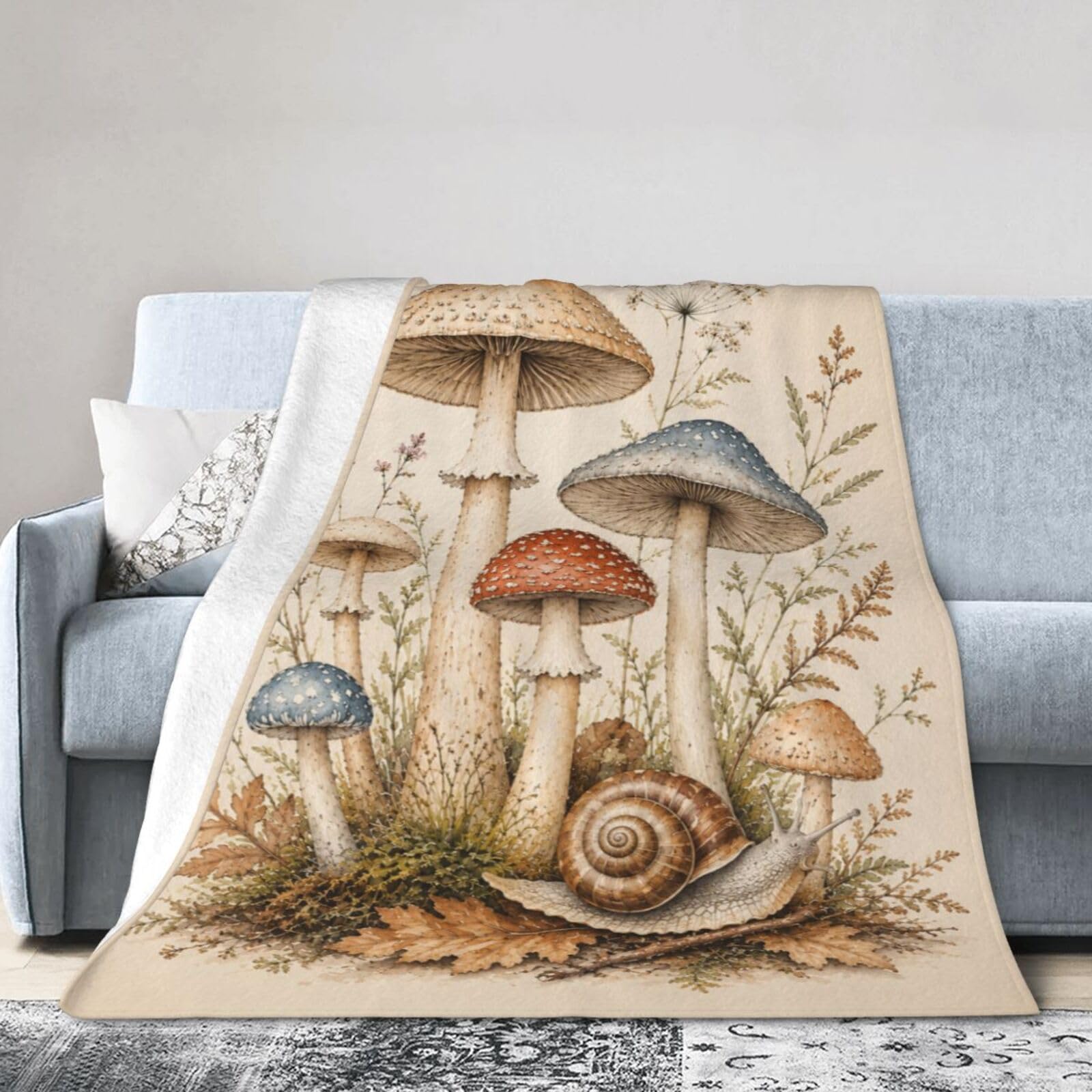Jamie World Mushroom Snail Throw Blanket 50"X40"