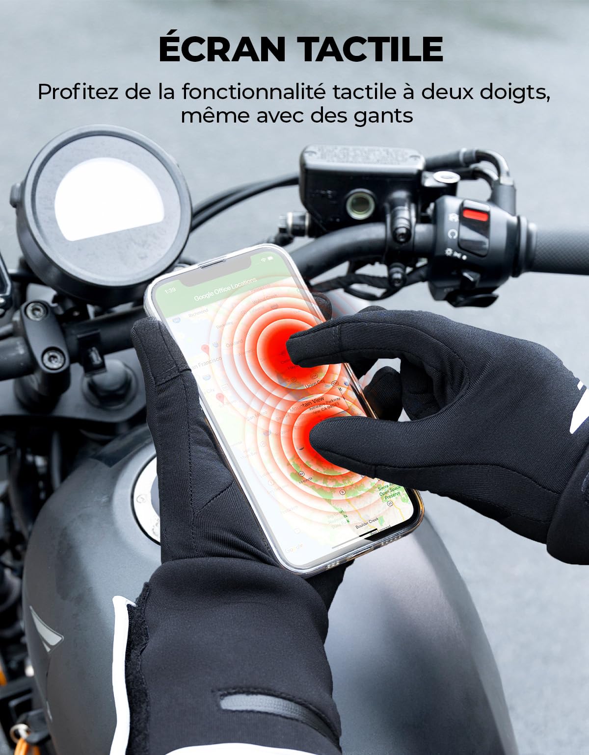 KEMIMOTO Gants Chauffants Hommes et Femmes, 3 Niveaux de Chauffage, Mise à Niveau 2025 Gants Électriques Intérieurs pour Vélo, Moto, Ski, Pêche, Chasse, Chauffe-Mains d'hiver