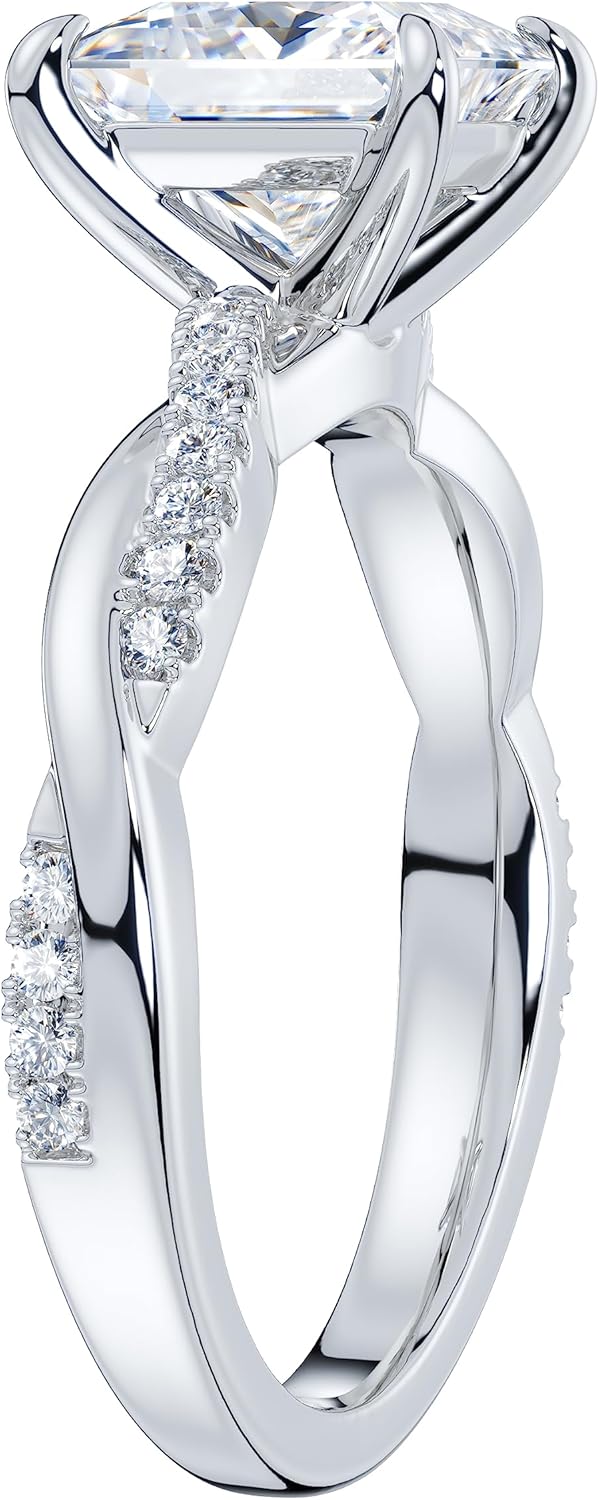 THELANDA Sterling Silver 4-Prong Petite Twisted Vine 2CT Princess Cut Genuine Moissanite Engagement Ring Promise Ring - Image 4