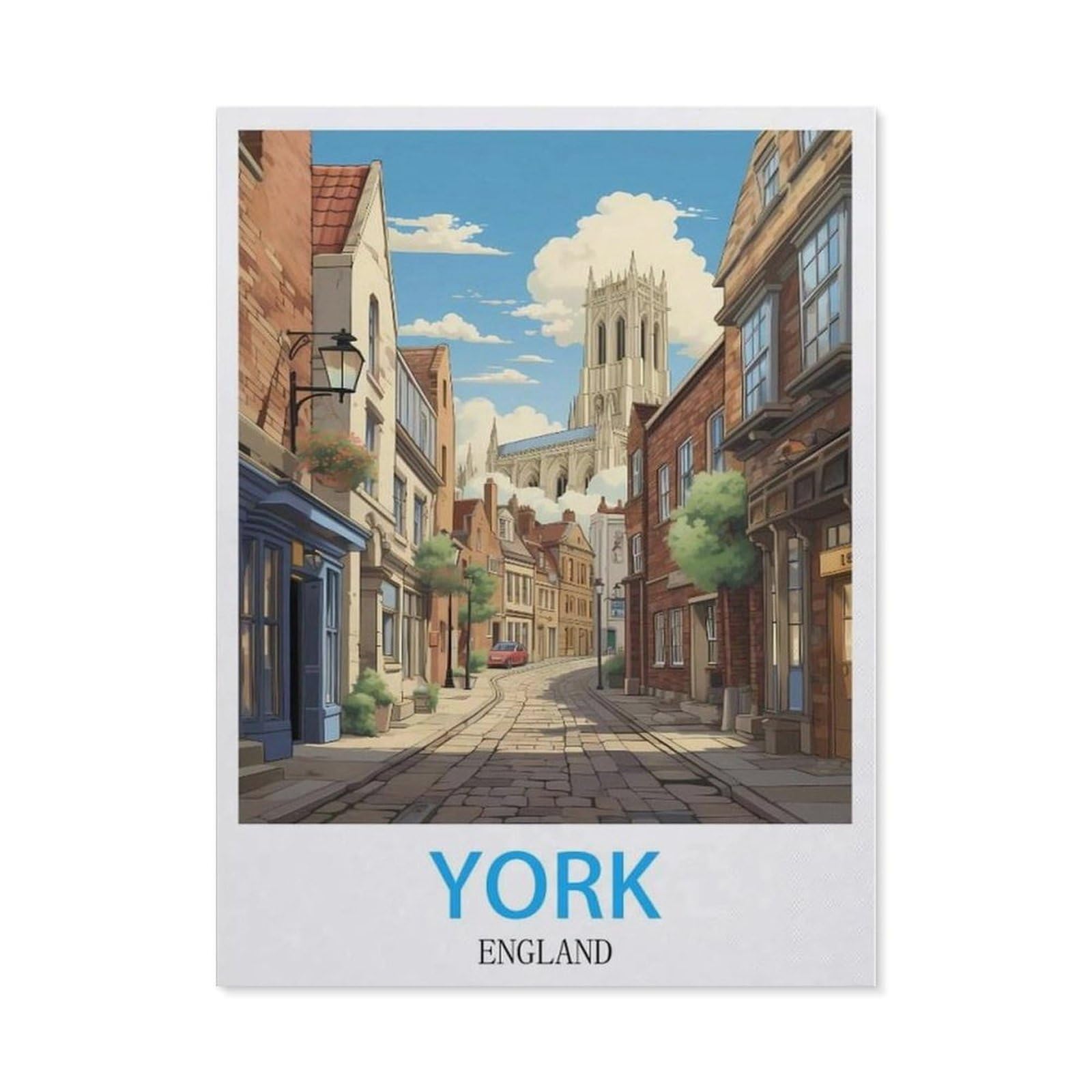 Beayodkp （50 X 60 Cm/19.68 X 23.62 Inches） 5D Diy Full Round Drill Diamond Painting，York England Vintage Travel Posters，Embroidery Full Round Diamond Cross Stitch Rhinestone Mosaic Decor Gift-Ch51