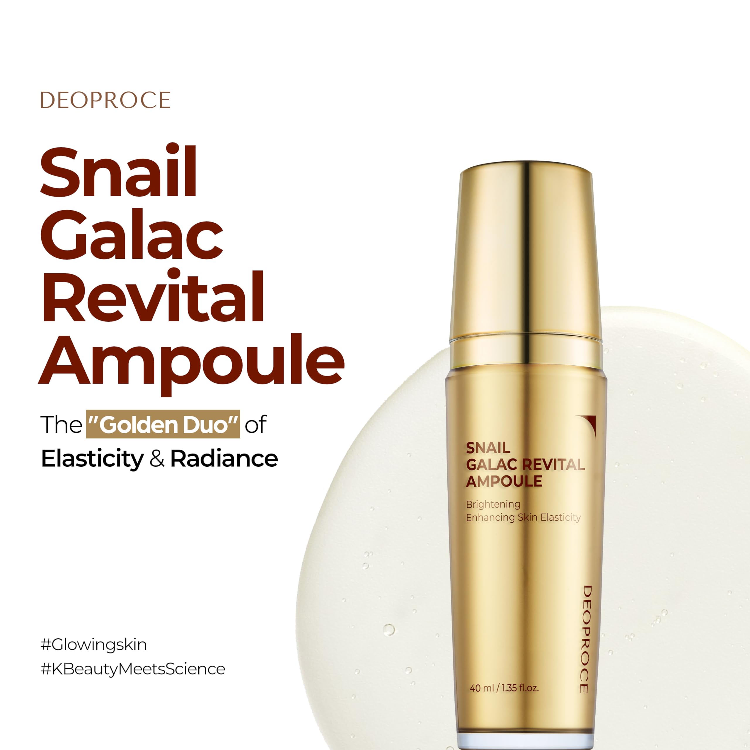 Deoproce Snail Galac Revital Ampoule 40ml | Hydrating & Firming Face Serum with Snail Mucin, Phyto Mucin and Galactomyces for Smooth, Radiant Skin | Lightweight, Non-Sticky Korean Skincare