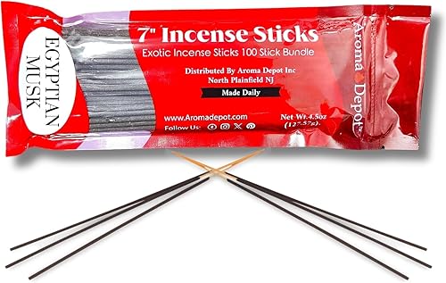 Miniatura 4 de Aroma Depot Varitas de incienso de almizcle egipcio de 7 pulgadas. Aproximadamente 85 a 100 varillas por paquete, longitud de 7 pulgadas, cada barra