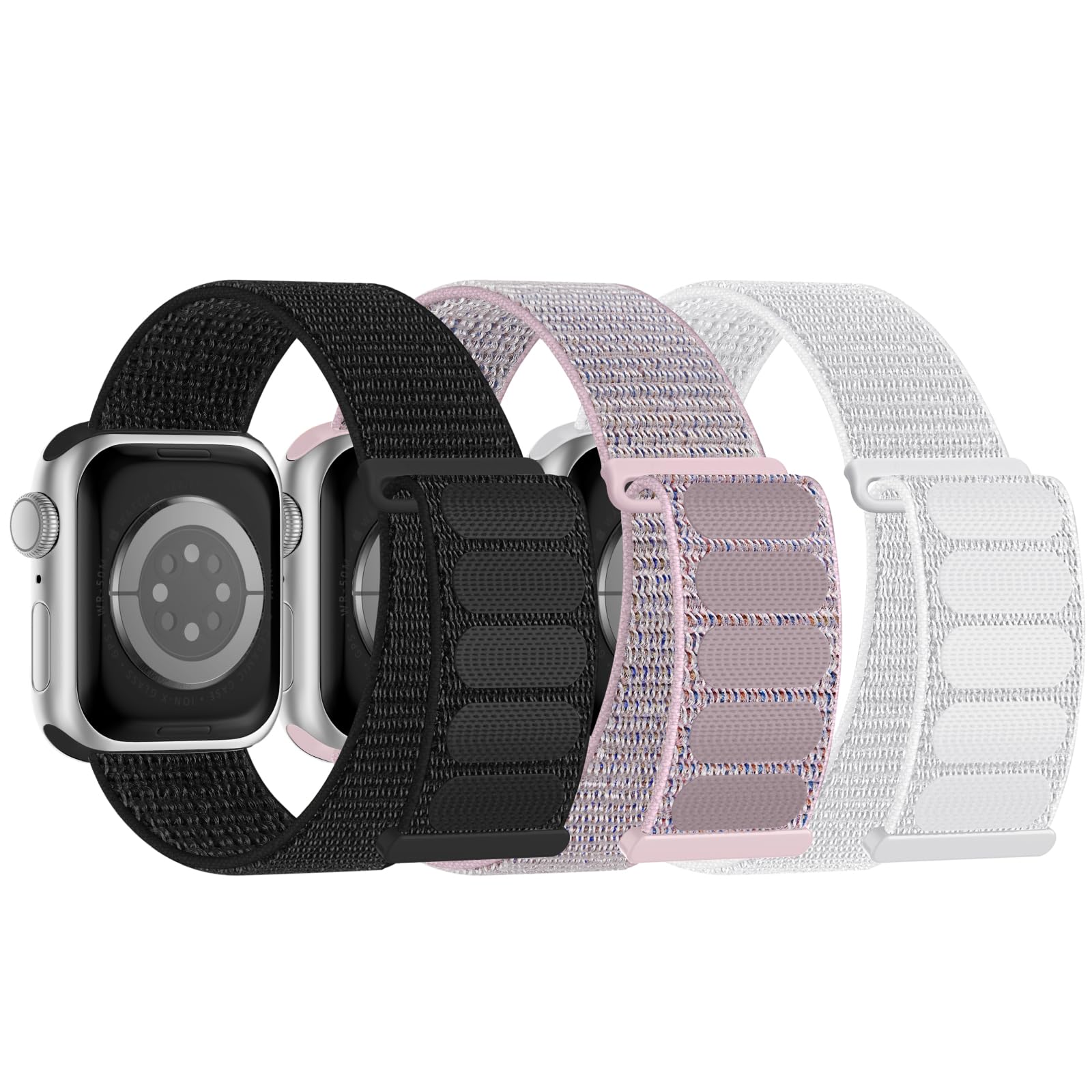 Acextro 3 Pack Sport Bands Compatible with Apple Watch Band 38mm 40mm 41mm 42mm 44mm 45mm 46mm 49mm for Men Women, Adjustable Breathable Nylon Straps