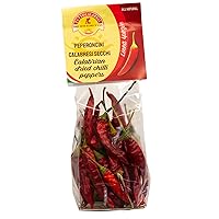 Vista 1 de TUTTOCALABRIA Pimientos secos enteros de Calabria, pimientos secos en tallo, ideales para cocinar o decorar, totalmente naturales, sin OMG, producto