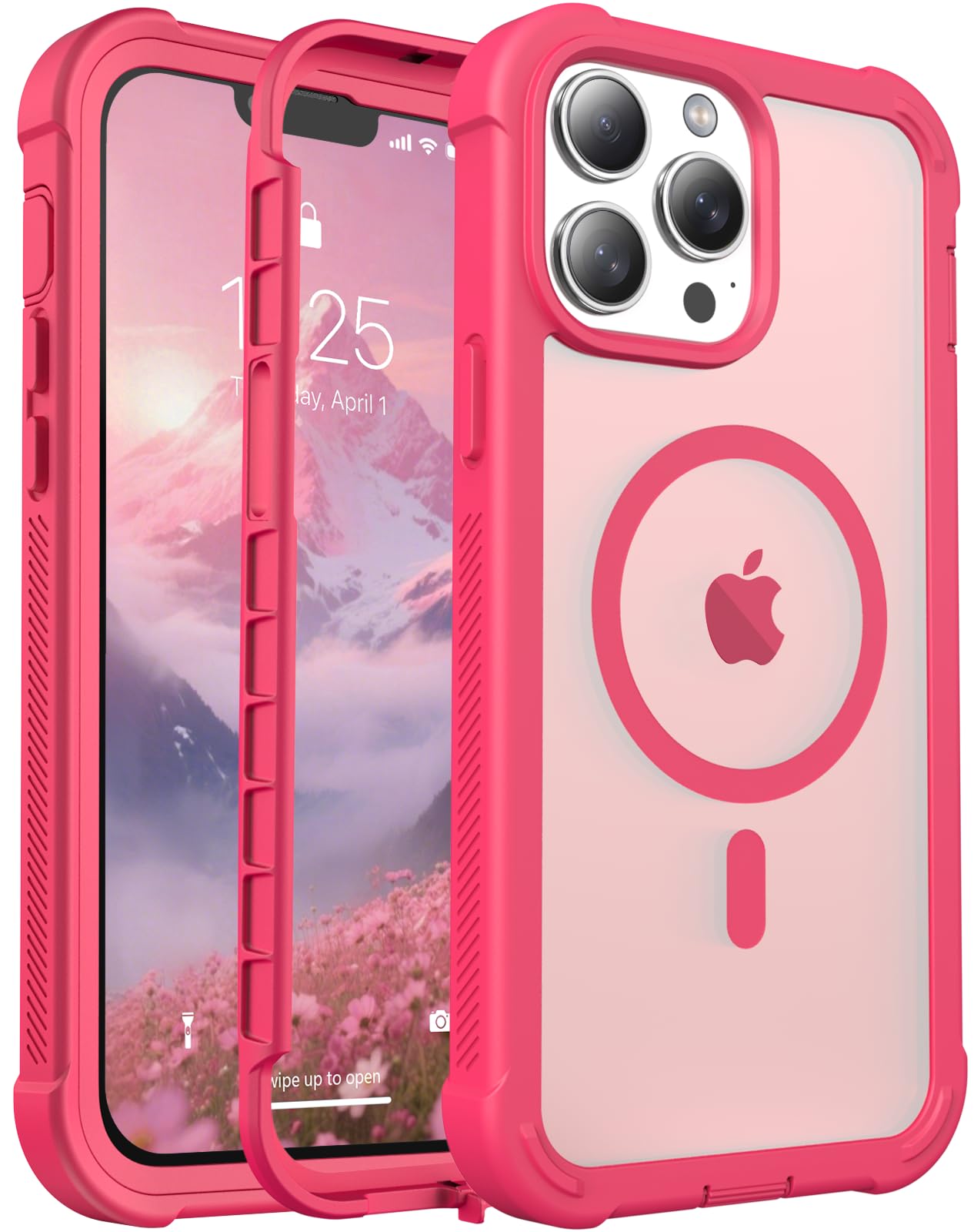 Magnetic for iPhone 13 Pro Case Heavy Duty Protection Rose