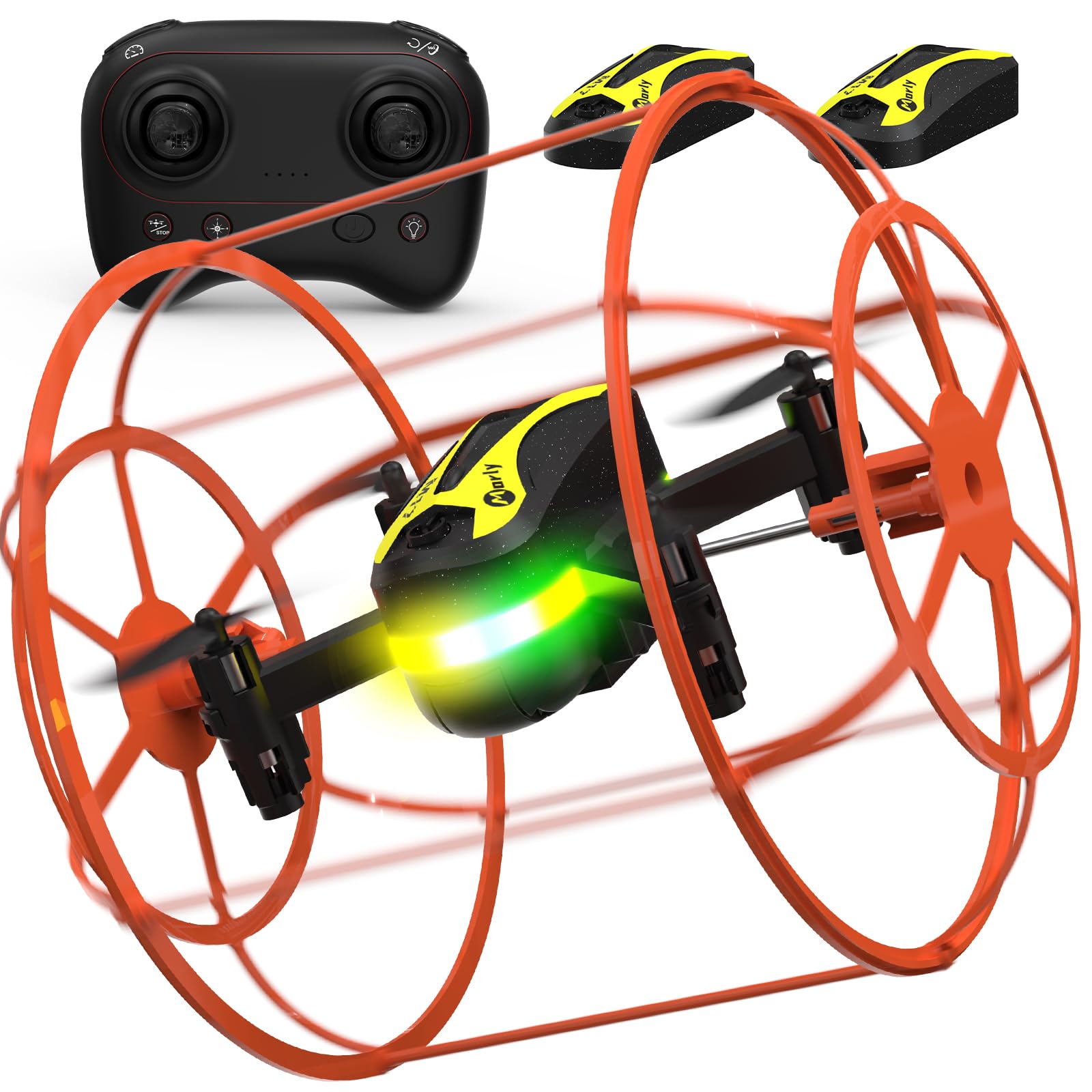 M17 Mini Dron Quadricóptero RC con Escudo Protector Modo Dual Tierra Aire Despegue Aterrizaje con Un Botón Modo sin Cabeza 3 Ajustes de Velocidad 2BaterĆas Recargables Regalos FĆ”cil de volar