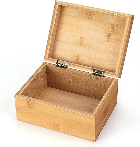 Miniatura 1 de Woiworco Caja pequeña de madera de bambú, 6.7 x 5.1 x 3.1 pulgadas, caja de madera de bambú natural para arte y pasatiempos, caja decorativa y