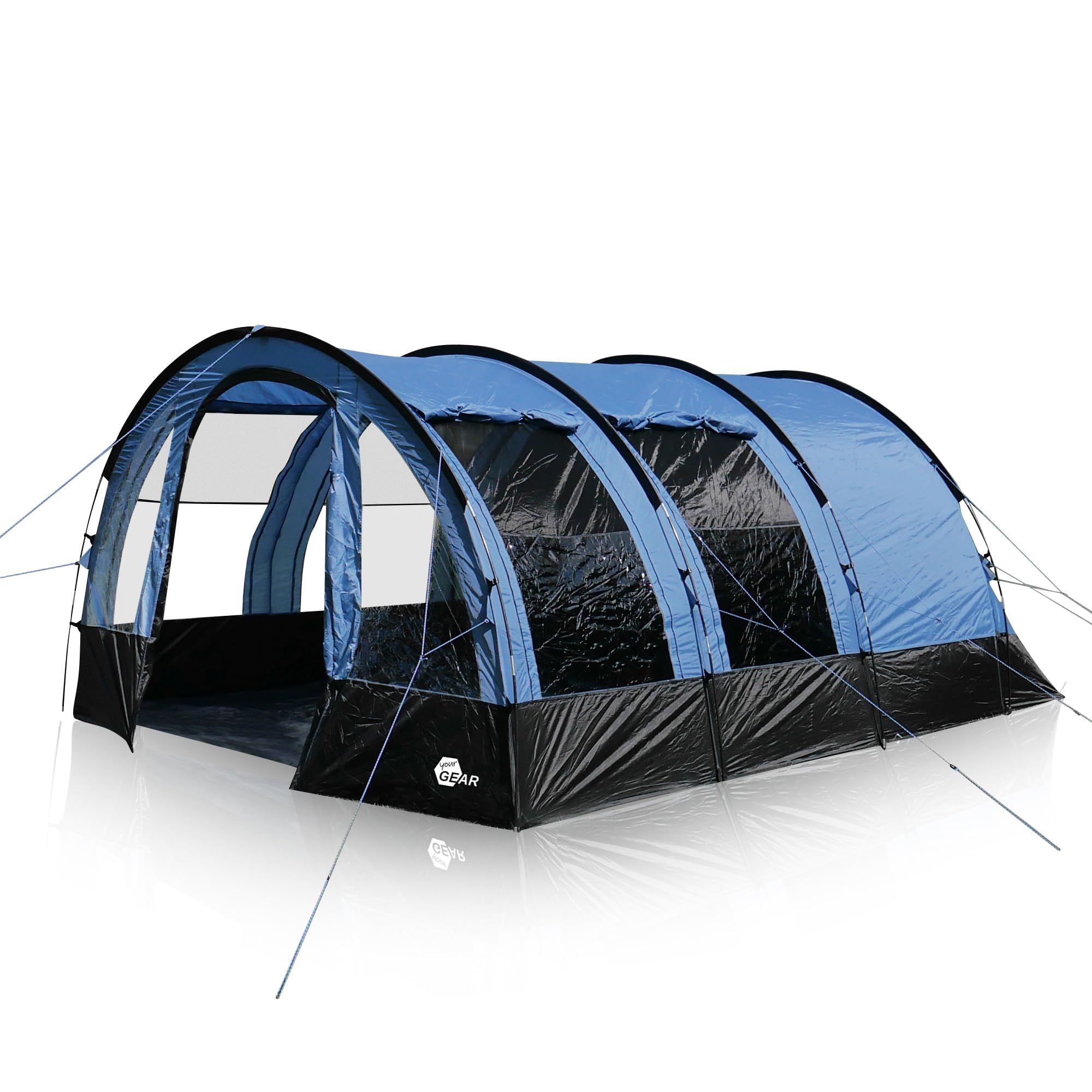 your GEAR Zelt Mistral - Tunnelzelt für 4 oder 6 Personen, Familienzelt mit Stehhöhe, Campingzelt mit UV 50+ Sonnenschutz und 3000 mm Wassersäule