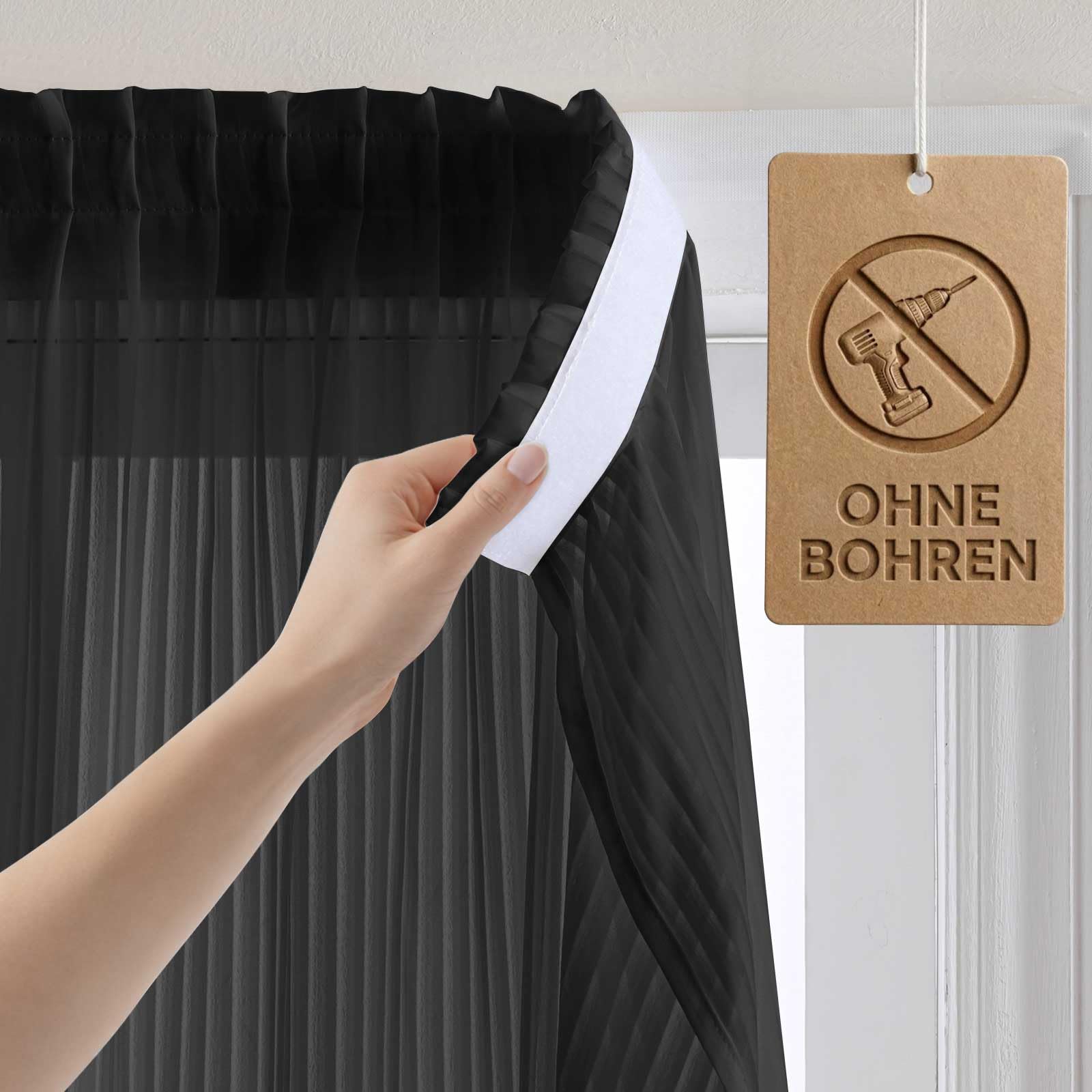 Jilron Scheibengardinen Blickdicht, Vertikal-Jalousien-Look, Lichtfilternd - Ohne Bohren Schnell Befestigt, Für Schlafzimmer Und Wohnzimmer