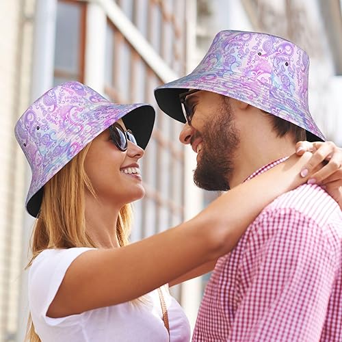 Miniatura 8 de Bucket Hat Pink Watercolor Cashew Fisherman's Cap Men and Women. Sun Hats