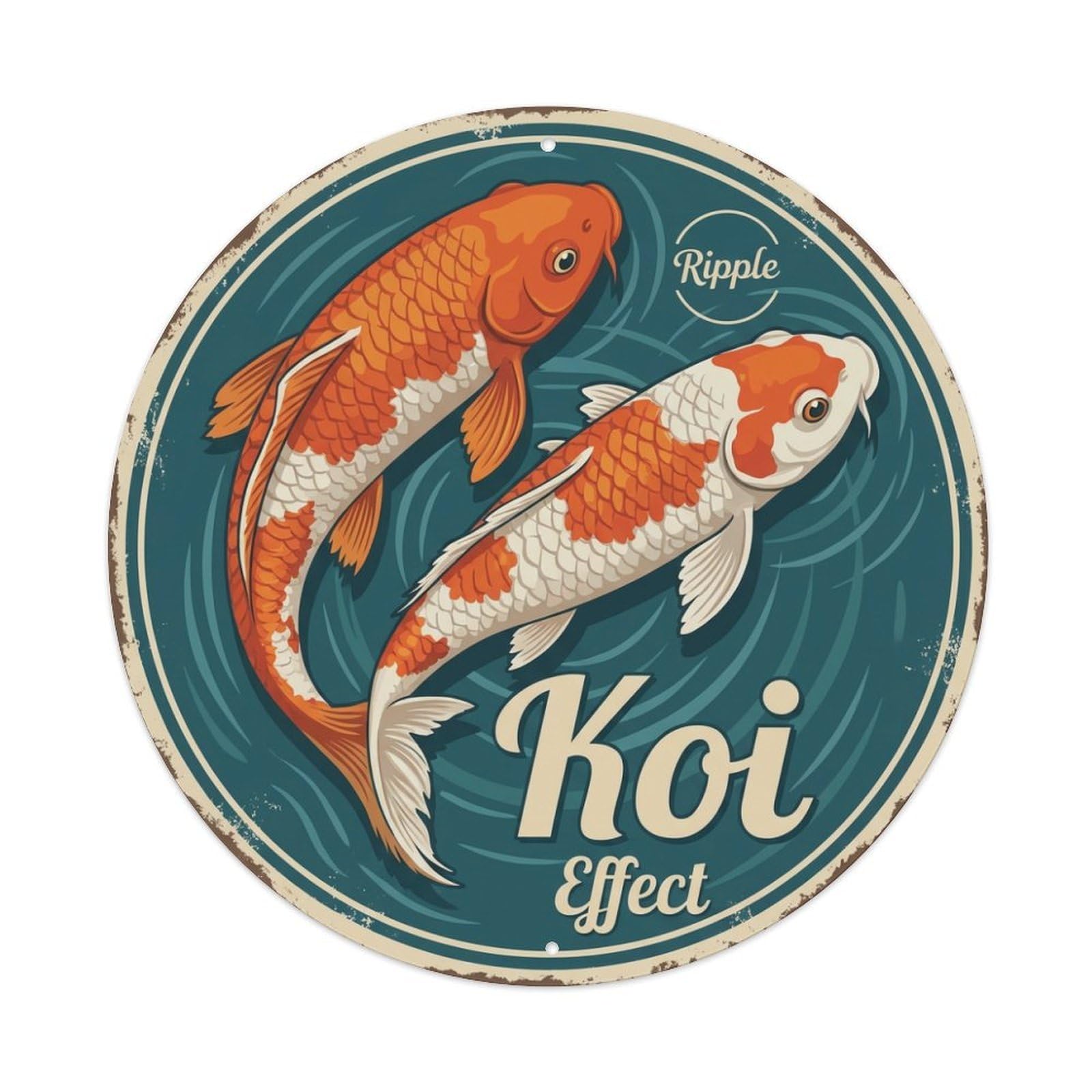 Metal Tin Sign Koi Fish Rich Luxury Opulent Japan Retro