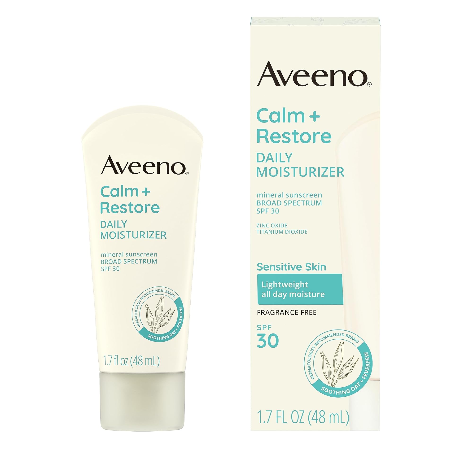 Aveeno Calm + Restore Daily Moisturizer Mineral Sunscreen, 1.7 fl. oz