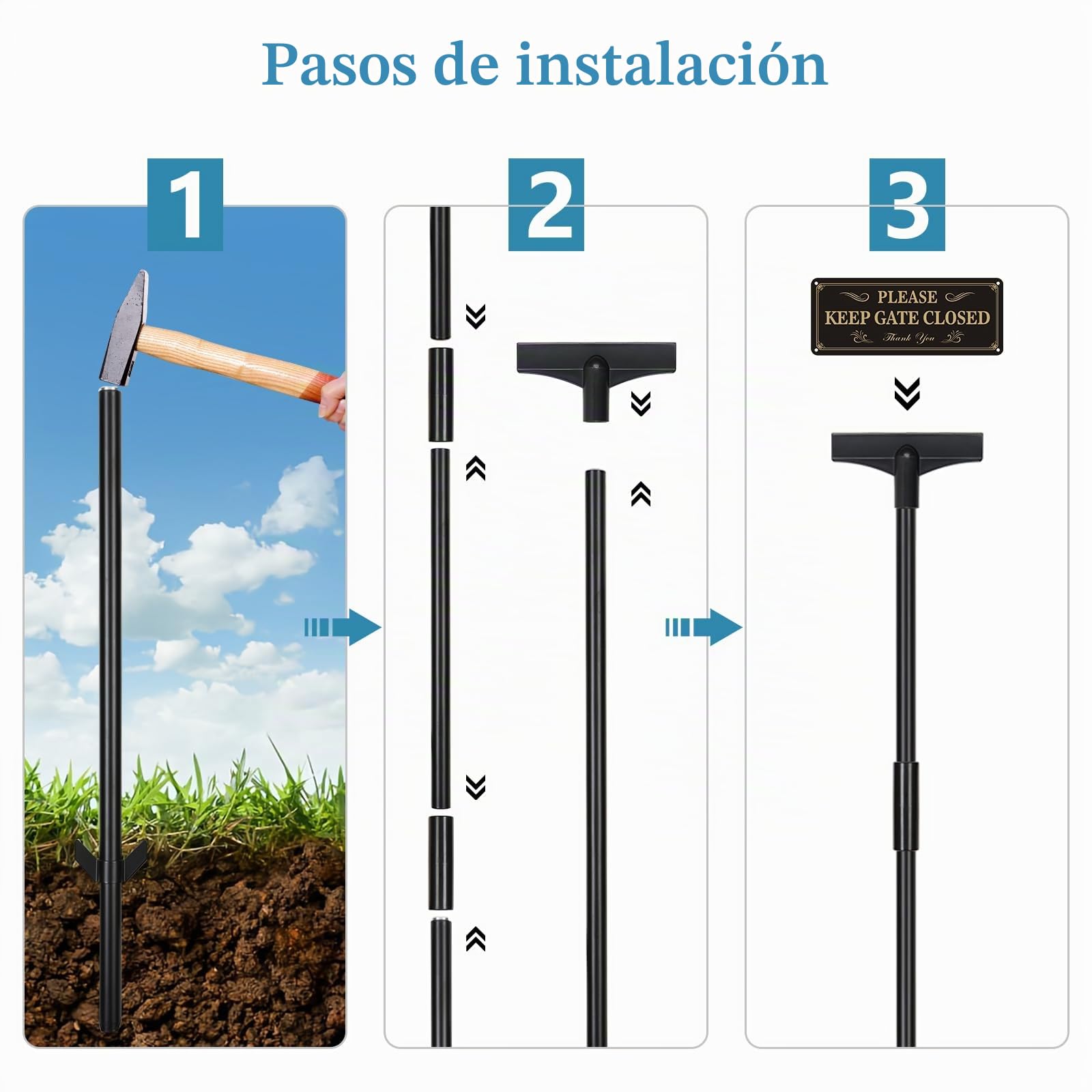 122 cm postes de señalización para señales, 2 unidades, color negro, resistente al agua, soporte para señales de patio, estaca de metal para jardín, patio, césped, solo para carteles de