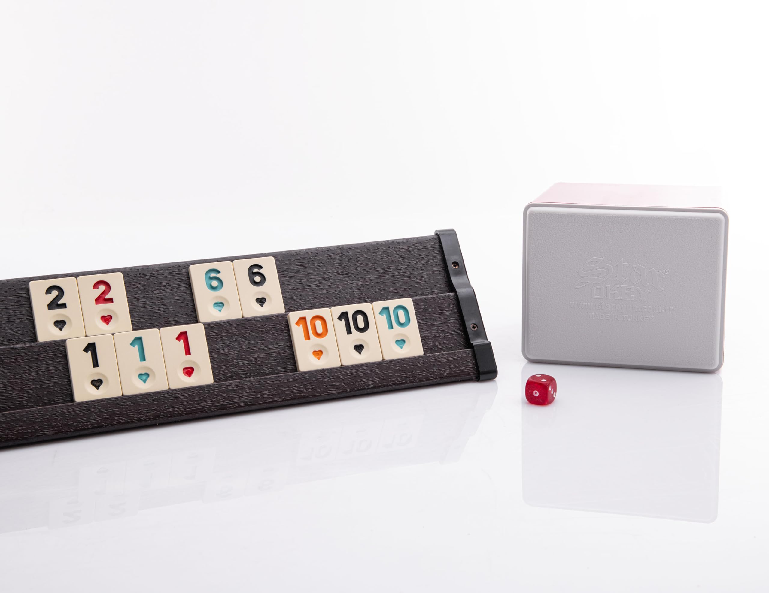 TruWare Just Camp Rummy Spiel Set Holzoptik mit 106 Steinen | Rommé