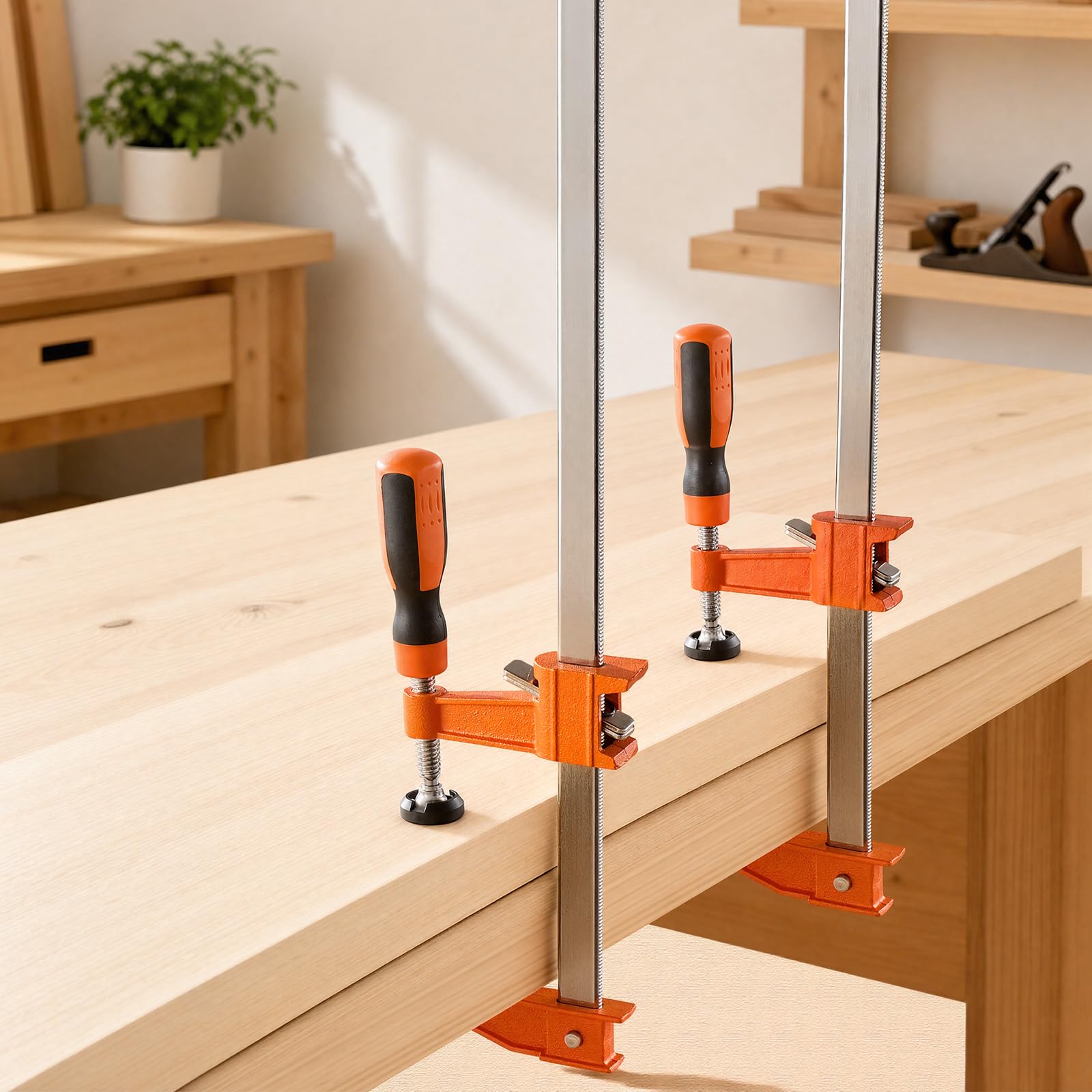 VEVOR Morsetti a Barra per Legno, Morsetti a F Apertura 91,4 cm, Portata 272 kg, 8 Pezzi, con Cuscinetto in Plastica e Sistema Bloccaggio Automatico, in Ghisa e Acciaio al Carbonio, per Lavori a Mano
