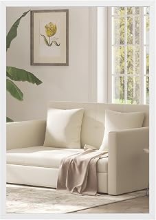Decorative Rectangular Wall Mirror, 70 x 50 cm Wall-Mounted Bathroom Mirror for Living Room, Bedroom, Hallway, White