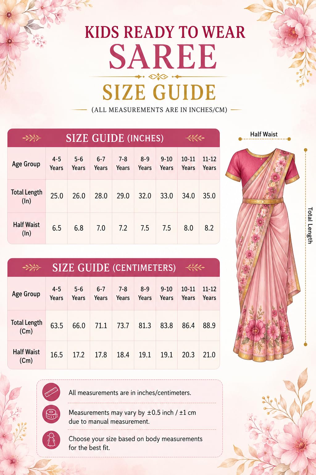 Xavima Floral Print Kids Saree for Girls | Ready to Wear Ethnic Saree with Unstitched Blouse Piece | Lightweight Wedding, Festival, Navratri & Cultural Wear | Yellow 3