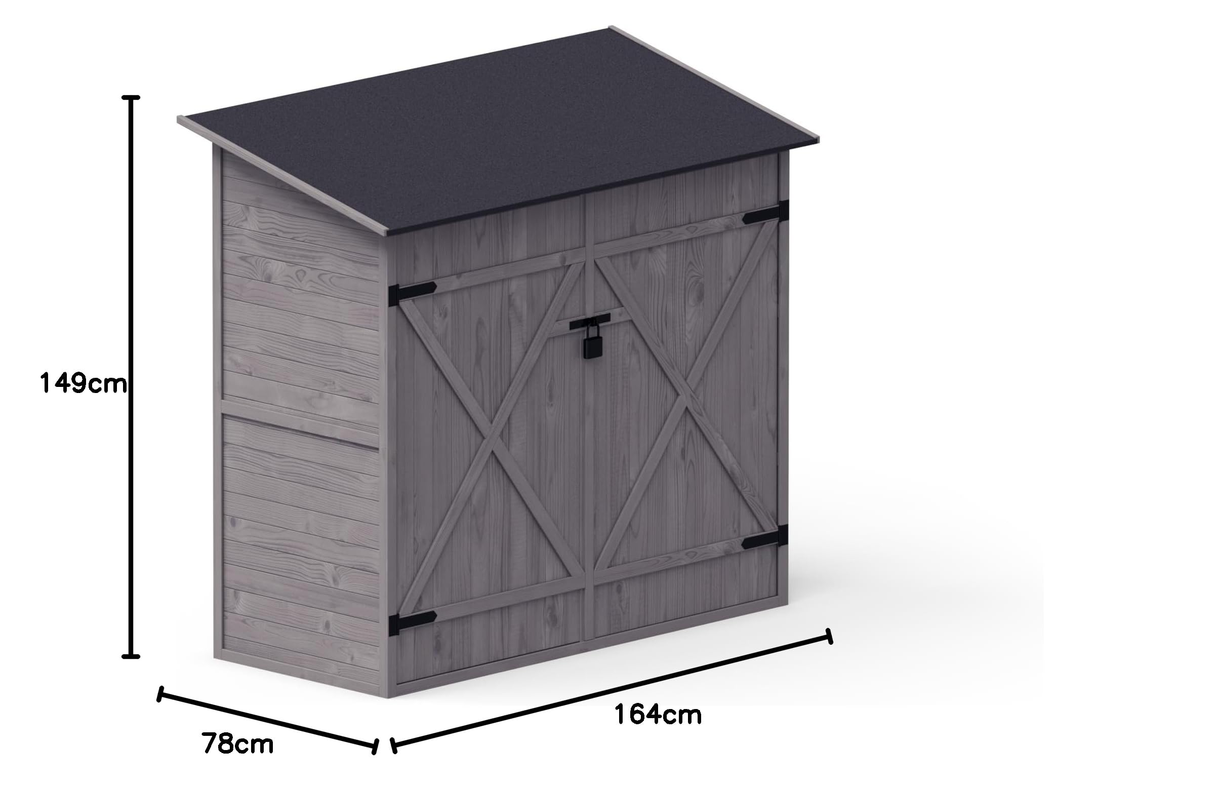 Upyard Szopa na narzędzia z systemem regałowym – nowoczesny domek ogrodowy z drewna – domek ogrodowy z dachem dwuspadowym, 150 x 70 cm, szara