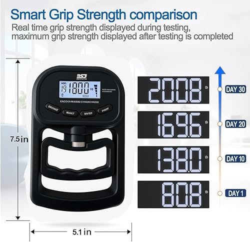 Miniatura 8 de Entrenador de fuerza de agarre de mano, dinamómetro de agarre de mano de 396 libras396.8 lbs con pantalla LCD, ideal para deportes, escuela y uso