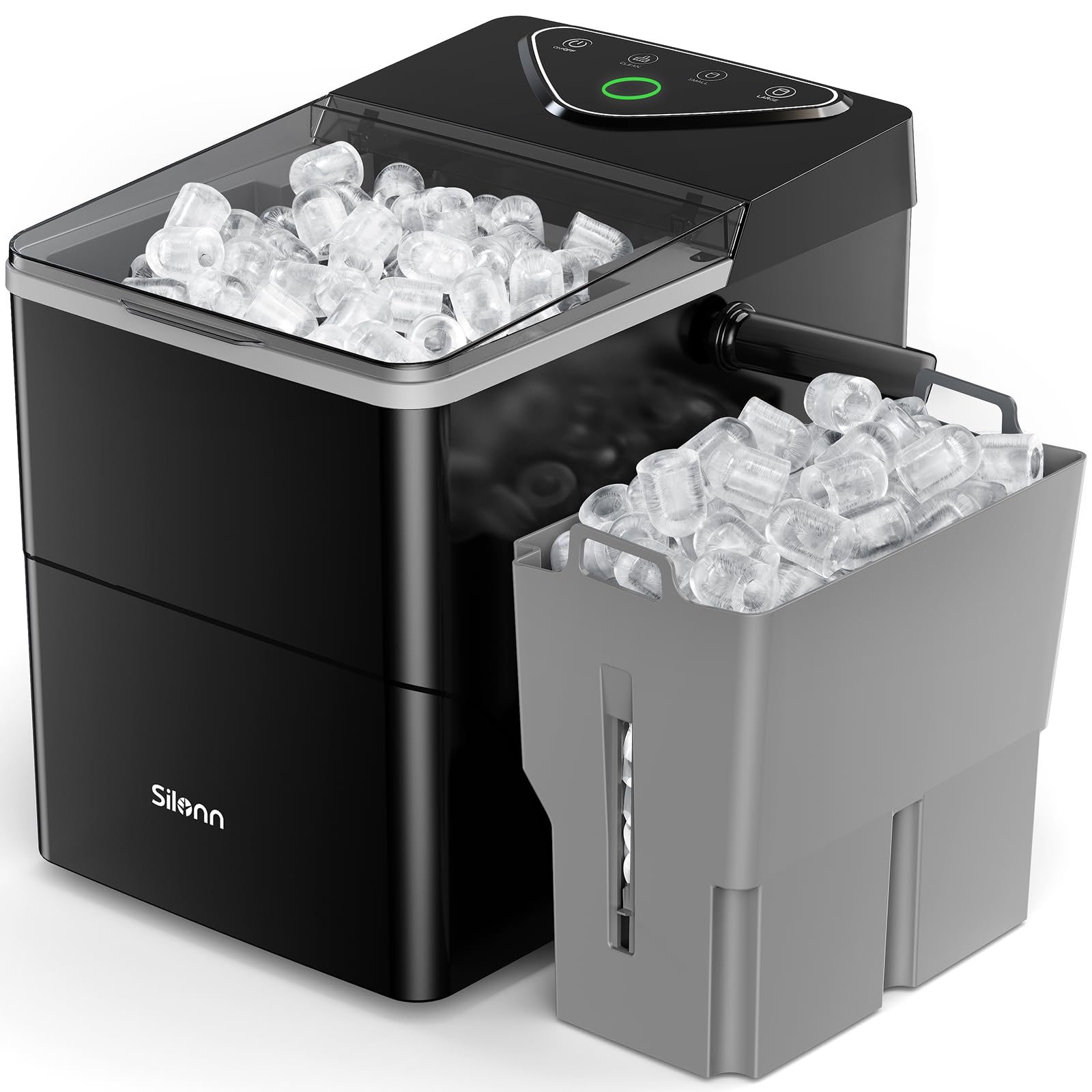 Silonn Countertop Ice Maker with Expanding Ice Basket, 9 Cubes in 6 Mins, 2.5L Ice Basket, Self-Cleaning Ice Maker with LED Touch Control, 2 Bullet Ice Sizes for Home, Kitchen, Office on Fridge.com