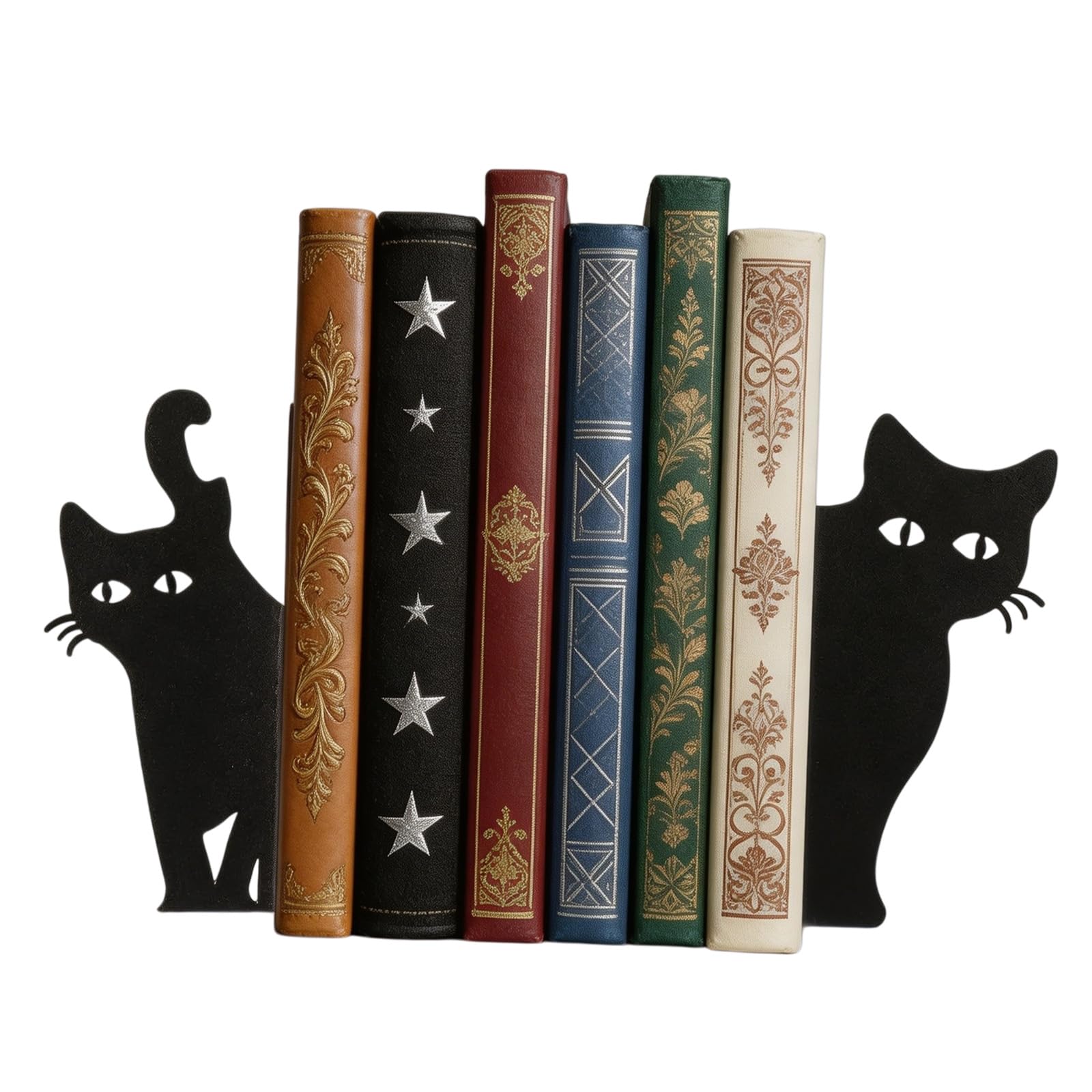 Cats Theme Bookend Decorative BookEnd for Shelf Decors Iron NonSlip Base Book Stopper for Reading Lover Decorative Book End