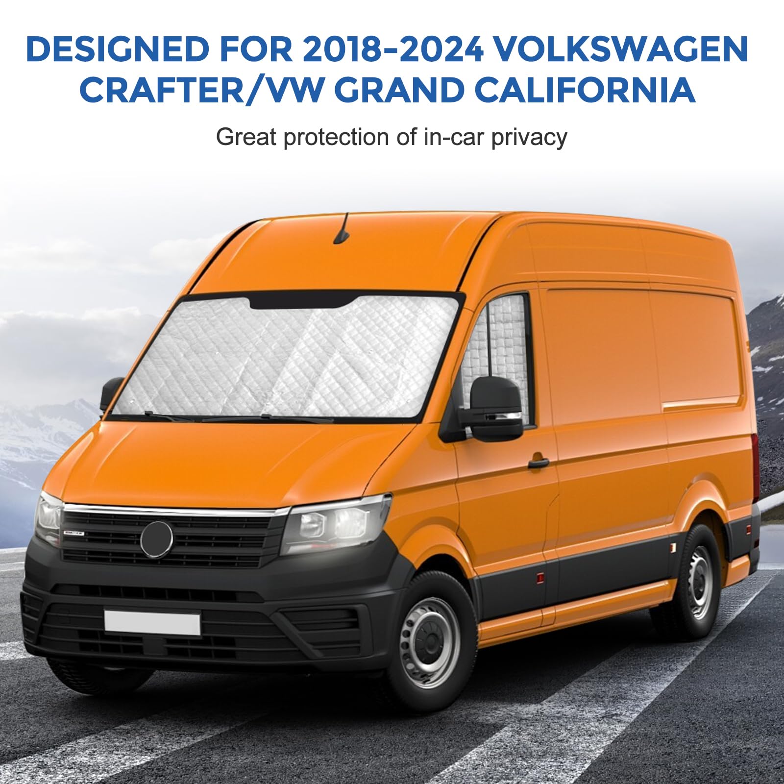 3 sztuki termicznych dywanów samochodowych do zamiany dla VW Crafter/Grand California 20108-2025, osłona przeciwsłoneczna na przednią szybę, zestaw składanych rolet przeciwsłonecznych, czarna