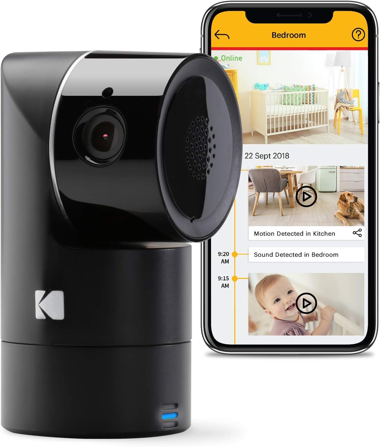 KODAK Cherish F685 Video Security Camera and Mobile App Tilt/Pan/Zoom