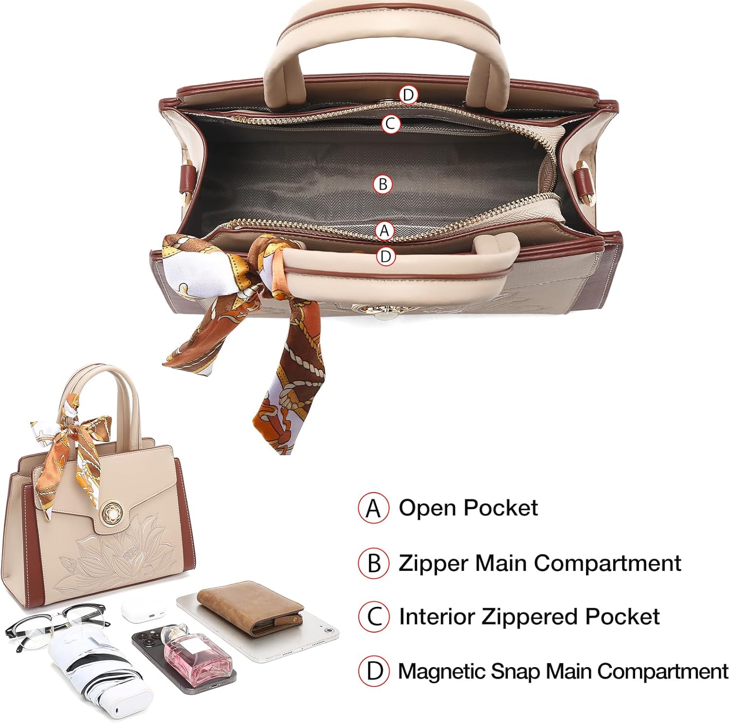 FOXLOVER Medium Tote Bag for Women Designer Vintage Satchel Handbags Top-handle Purses - Image 6