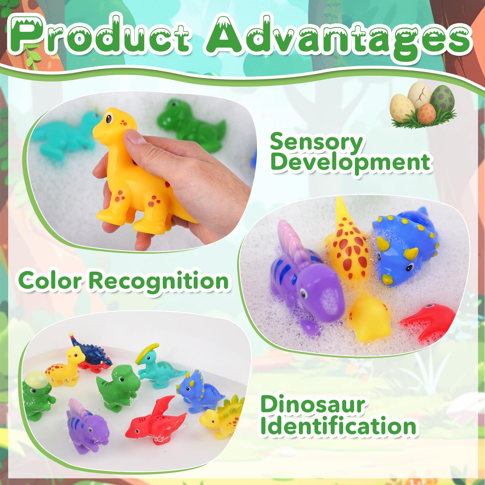 Dinosaur Bath Toys for Kids - Mold Free! -5