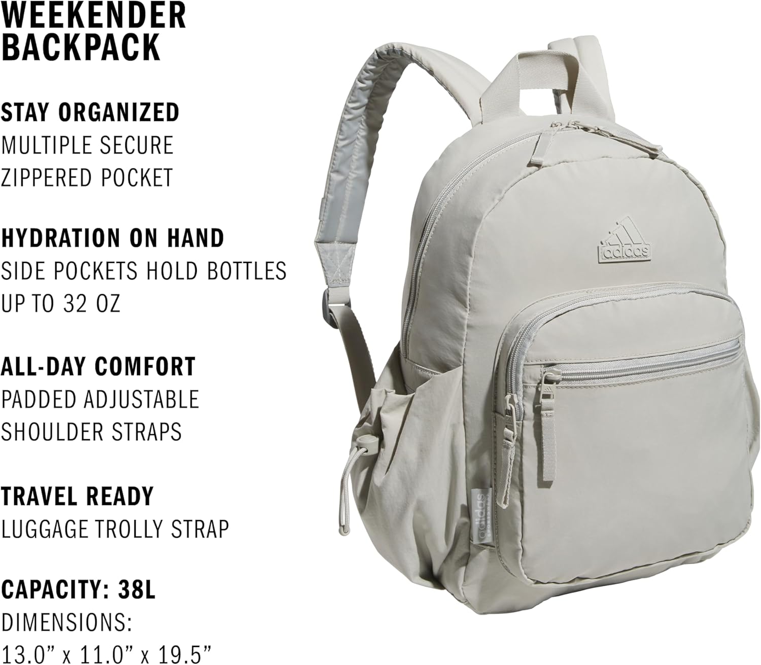 adidas Weekender Backpack – Compact Lightweight Everyday Bag, 19L - Image 2