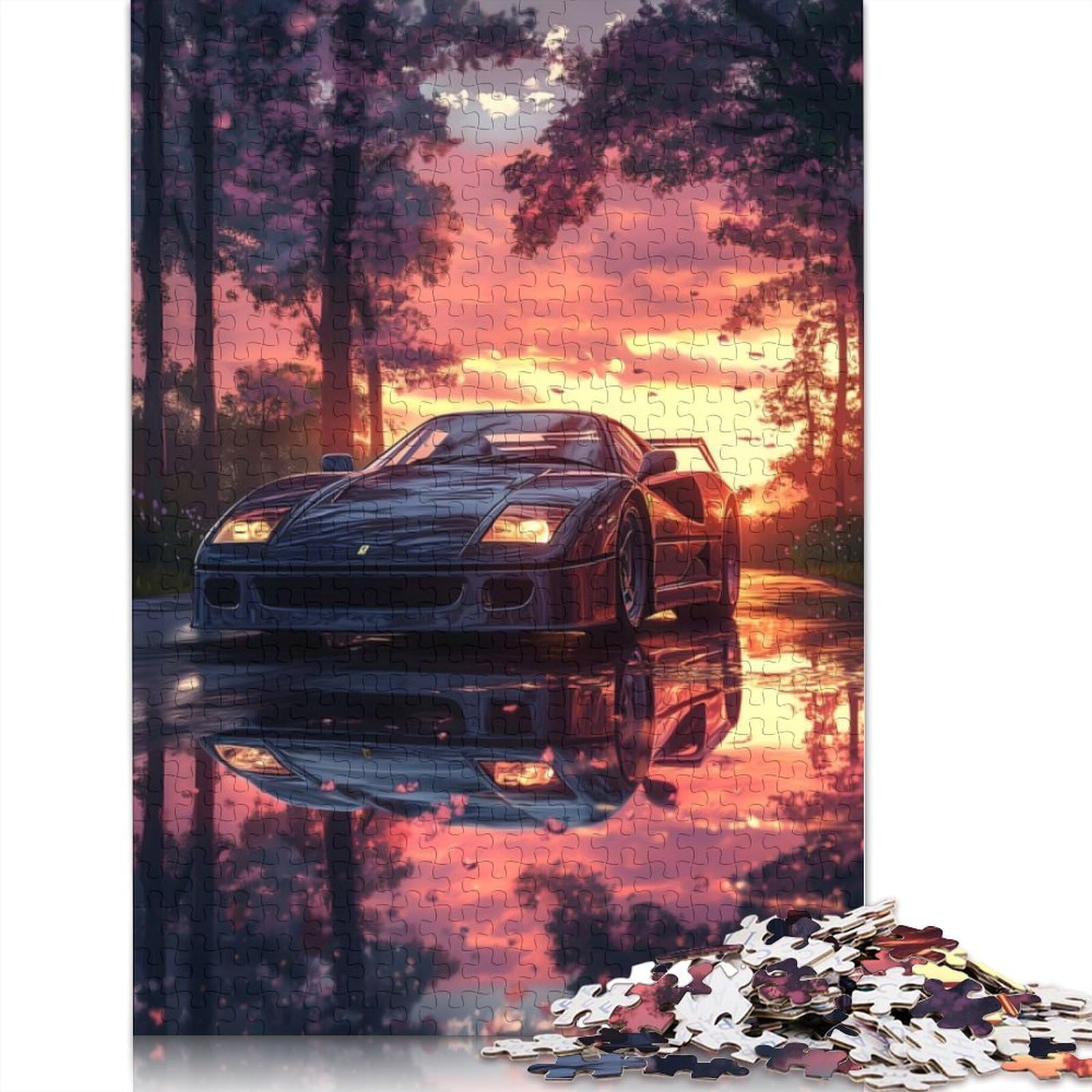 Puzzle de Voiture de Sport Artistique, Casse-tête en Bois 100% recyclé, pour Enfants et Adultes à partir de 12 Ans, Cadeau de fête des pères, 1 500 pièces (85 x 57 cm)