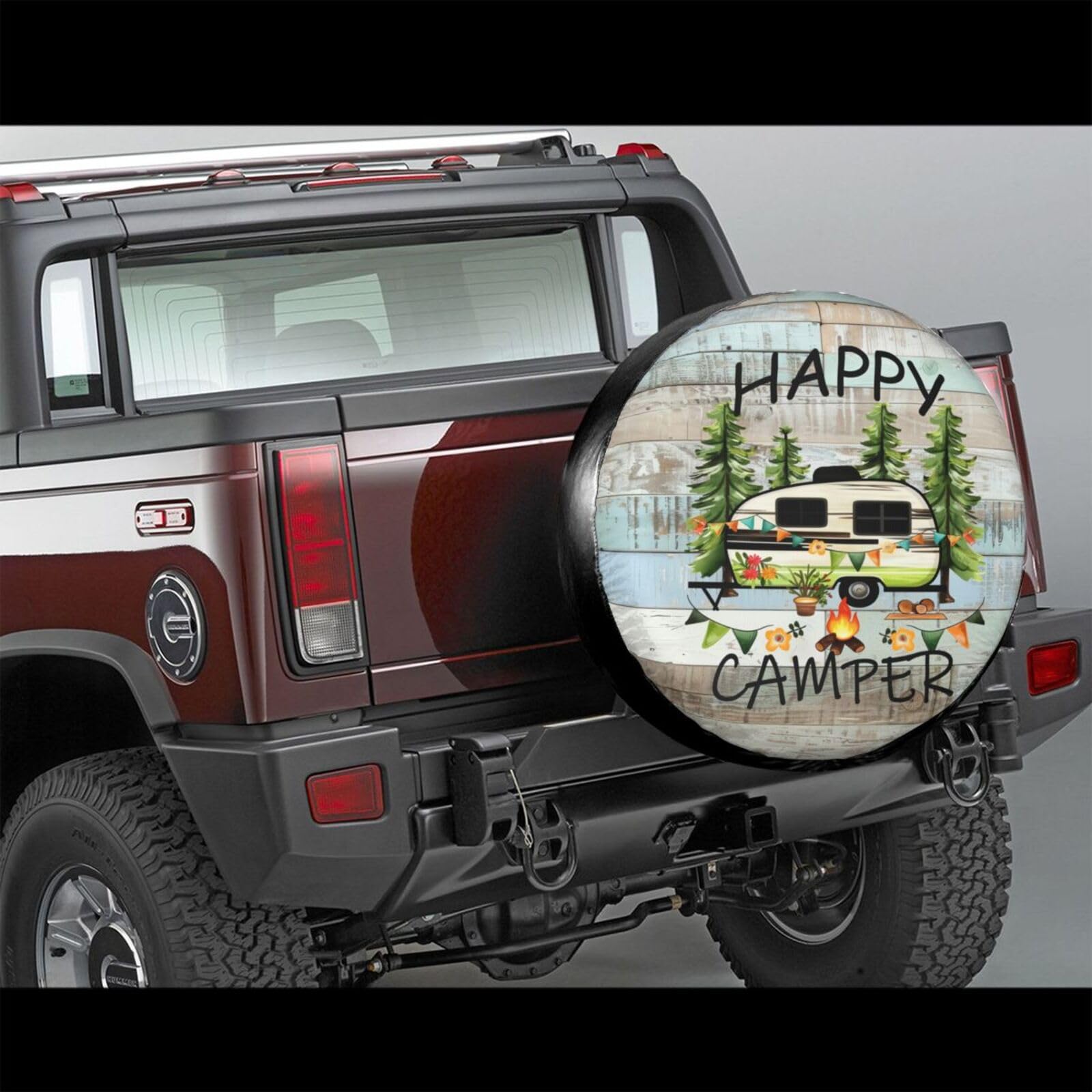 Happy Campers Copertura Ruota Di Scorta – Resistente Alle Intemperie Per Camper, SUV, Rimorchi – Misura 35,6 Cm (Diametro 58-68 Cm)
