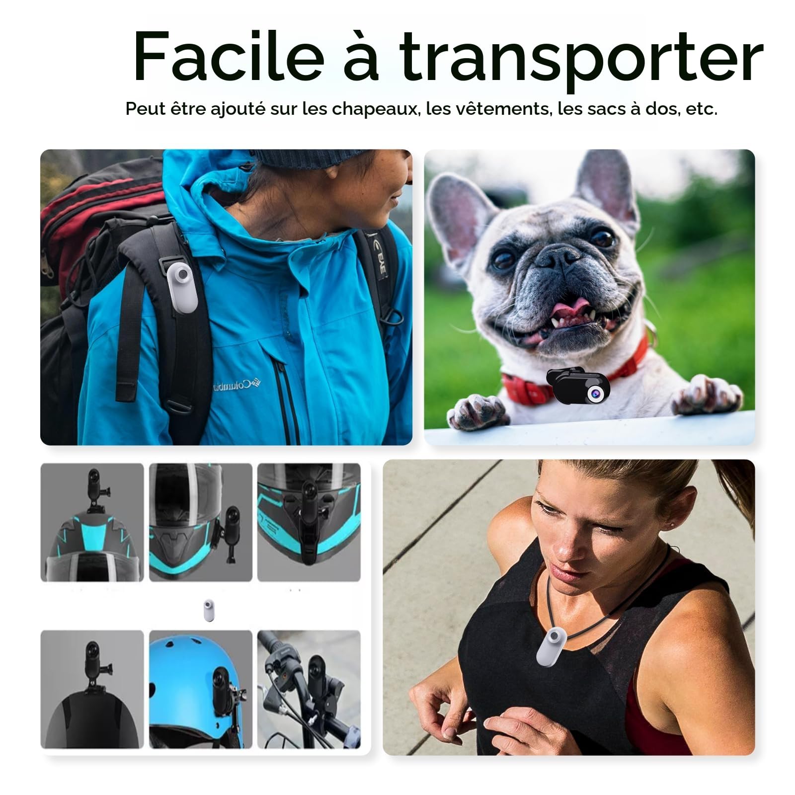 Xilecam Camera Portable Miniature Mini Caméra Sport Carte Mémoire 32 Go Camera Moto Caméra POV Magnétique Léger Multifonction Accessoires Mini Body Cam（Noir Brillant）