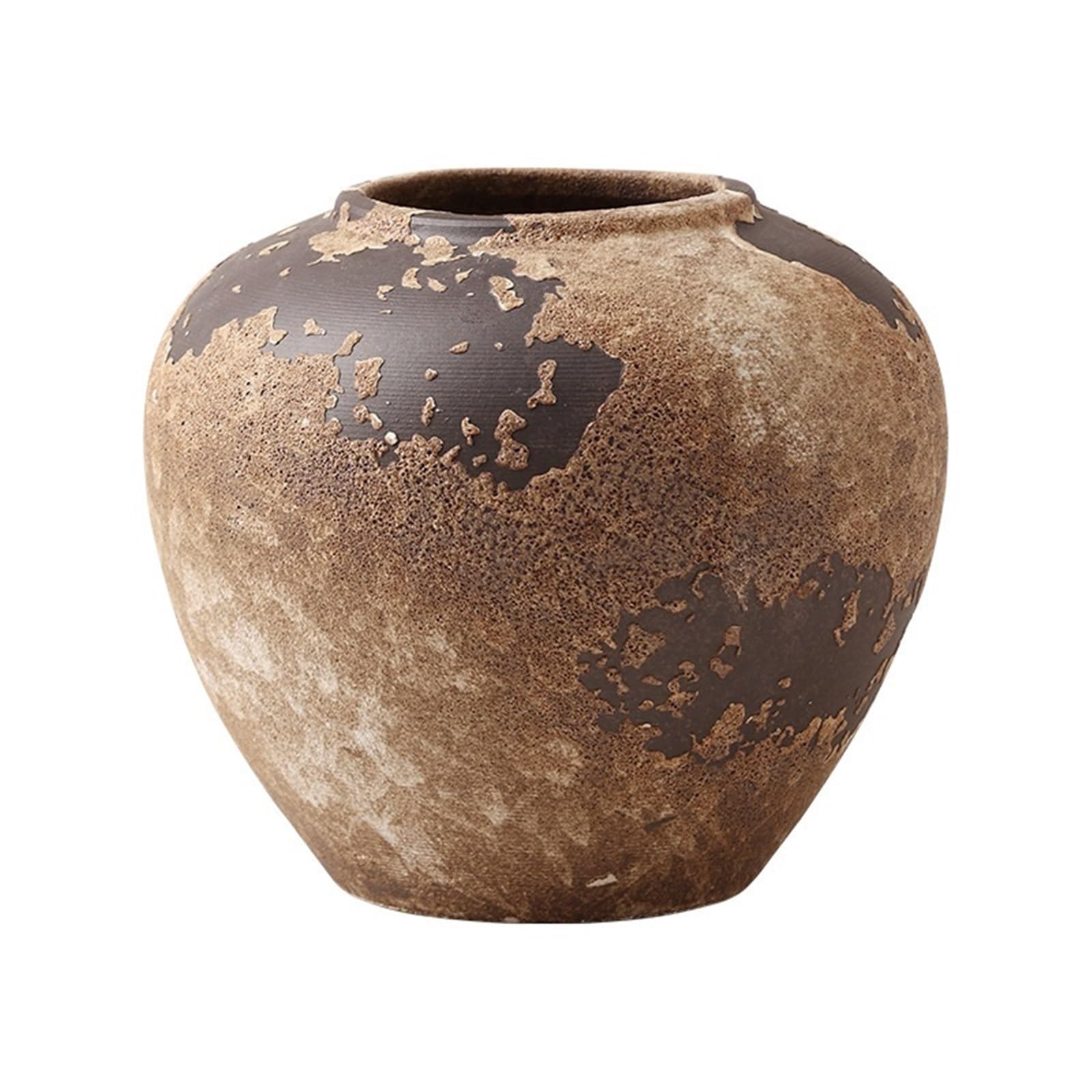 Rusty Ceramic Vase, Rustic Vase for Home Decor, Vintage Terracotta Vase, Ideal for Bookshelves.(S)