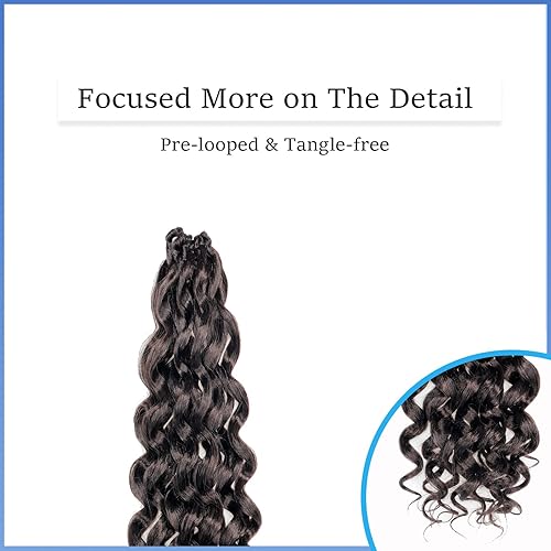 Miniatura 5 de Toyotree Ocean Wave - Trenzas de cabello rizado de ganchillo de 16 pulgadas 8 paquetes de cabello ondulado de agua marrón claro cabello de ganchillo