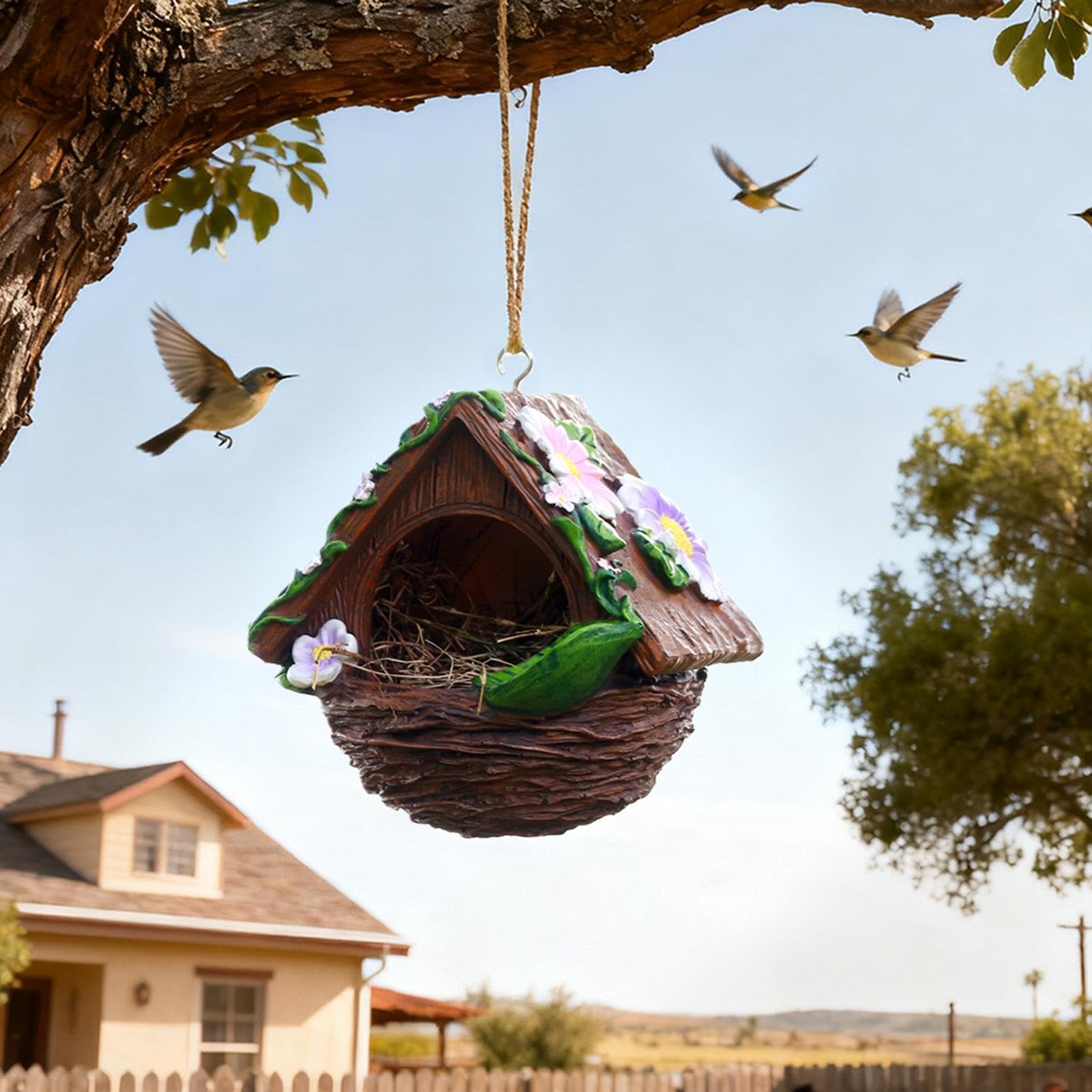 Générique Maison Nid Oiseaux Nichoir Résistant Aux Intempéries | Cabane De Nidification Oiseaux Pour jardin, cour, balcon, porche, moineau, perruche, inséparable, conure, calopsitte et