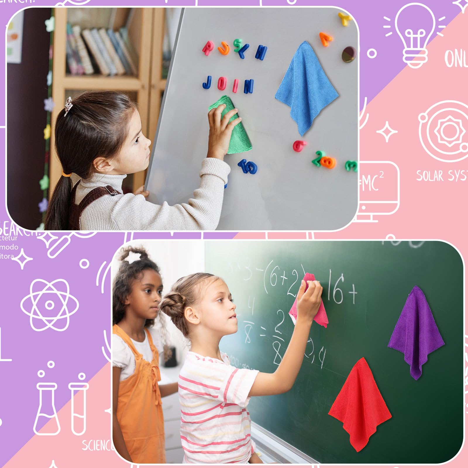 Fanfanwin 12 gomas de borrar magnéticas en seco para pizarras blancas de 9.84 x 9.84 pulgadas, goma de borrar de microfibra extra magnética para pizarras, aula, hogar, reutilizable, lavable (color