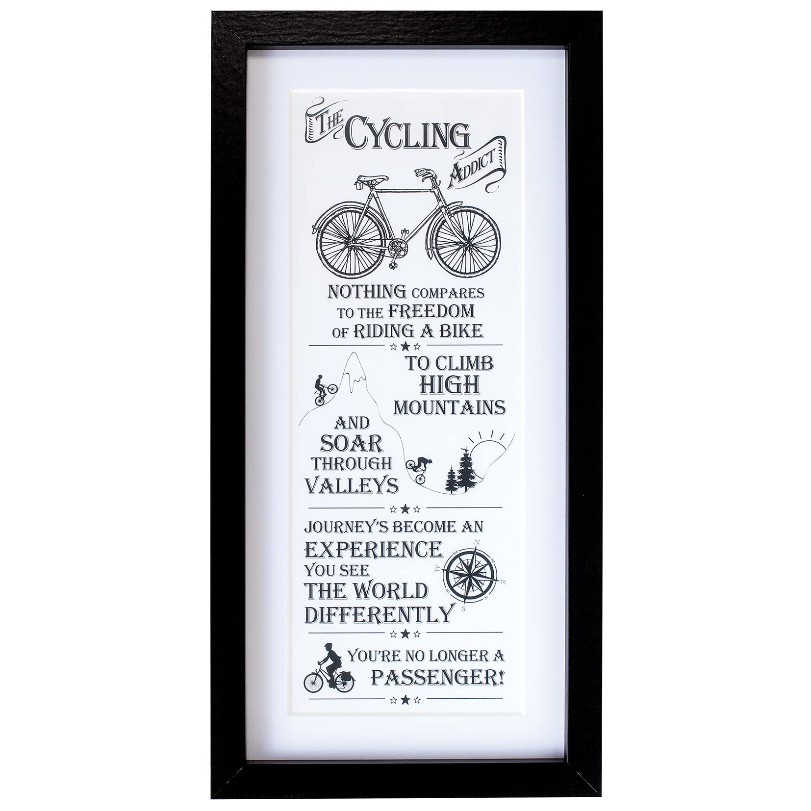 8946 Cycling Wall Art, Black and White for Living Room