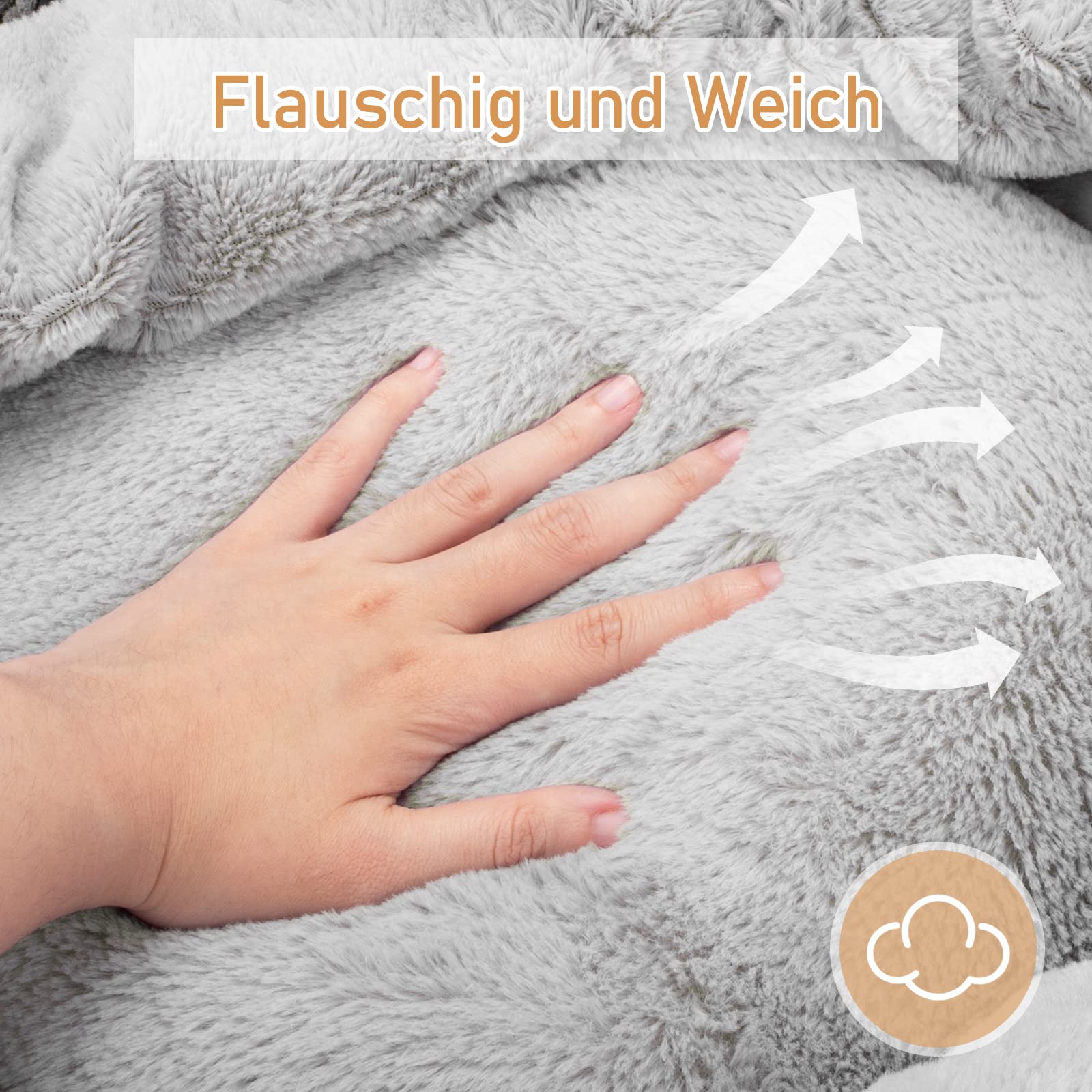 JOEJOY Cuccia Cane Interno Taglia Grande, Cuccia per Cani Rotonda Soffice Lavabile Cuccia Gatto con Coperta, Può Ospitare Animali Domestici Fino 18kg(79x79x20cm)