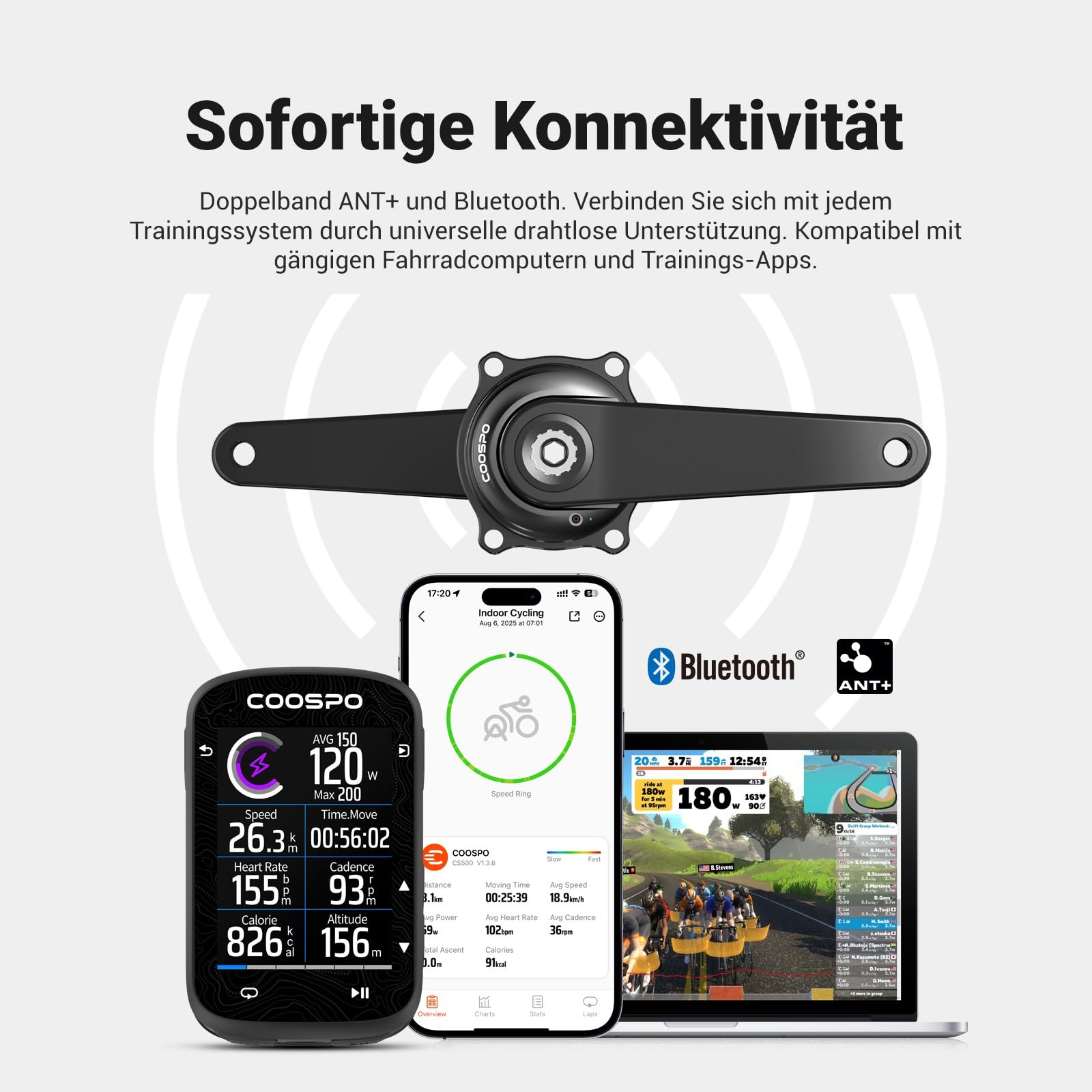 CooSpo S10 Leistungsmesser Spider für Easton 110 BCD 4-Arm Kurbel – Beidseitig präziser Leistungsmesser, Bluetooth/ANT+ Kompatibel, Power Meter Cycling für Rennrad & Mountainbike