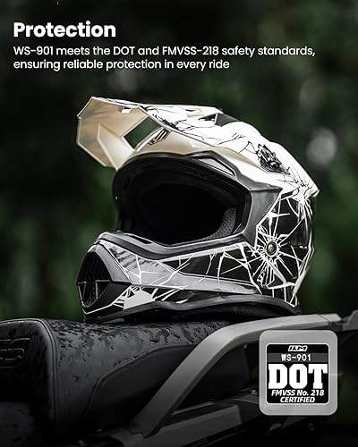 Miniatura 3 de ILM - Cascos para bicicleta de tierra para adultos, hombres y mujeres, para motocross, ATV, todoterreno, con gafas, guantes, máscara, modelo DOT